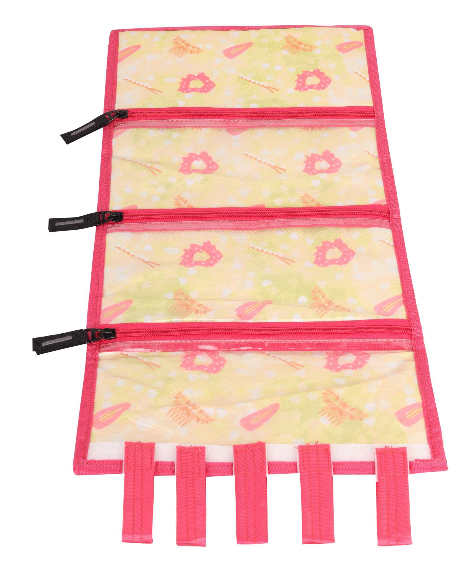 Echo Boomers Portable Wall Hanging Storage for Hair Accessories, Makeup, Toiletries, Kids Items & Kitchen Tools (Pink & Yellow)-picture-18