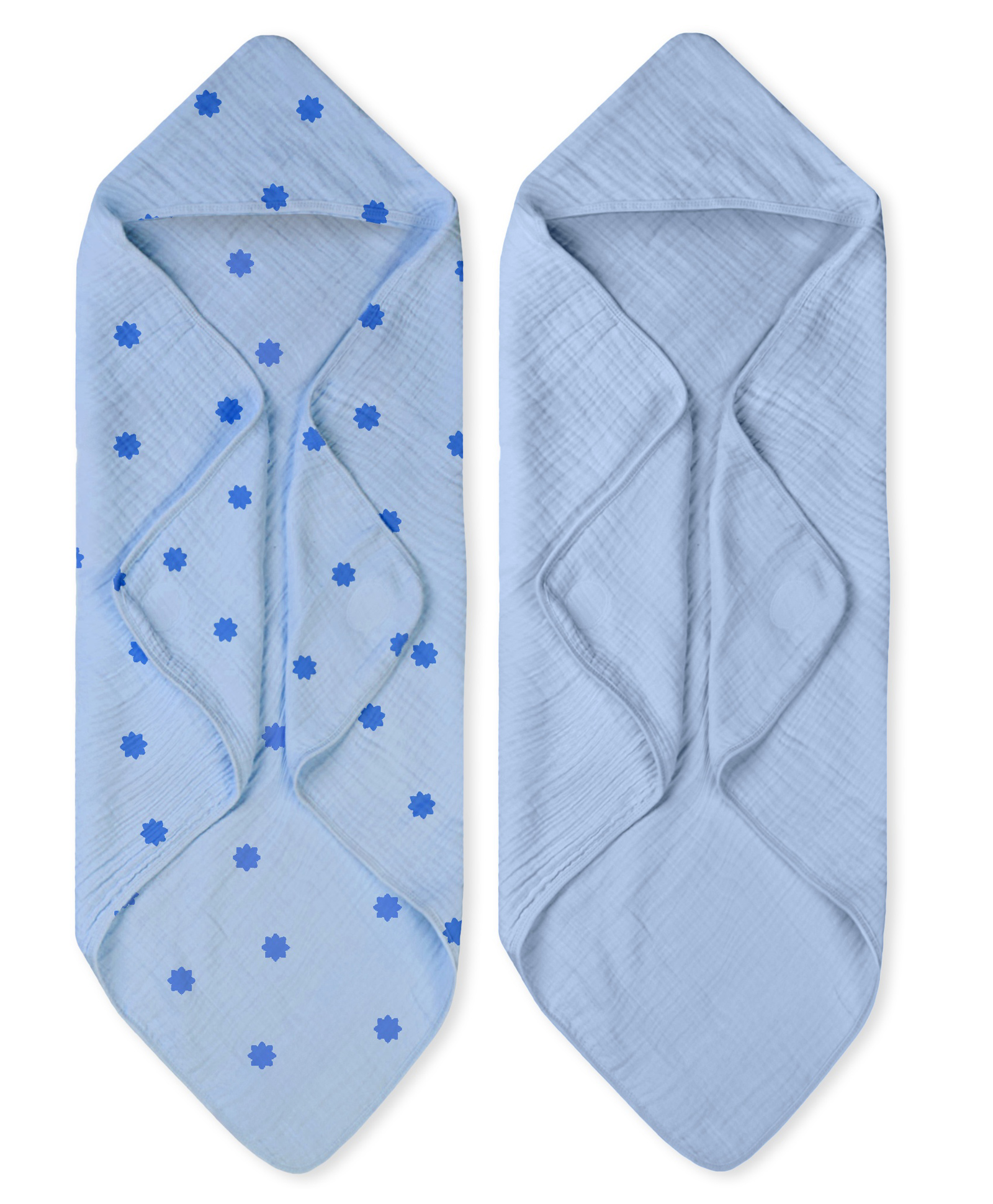 NINTARA BABY Ultra Absorbent Soft Pure Organic Cotton Hooded Towel Pack of 2 - Blue-image-23