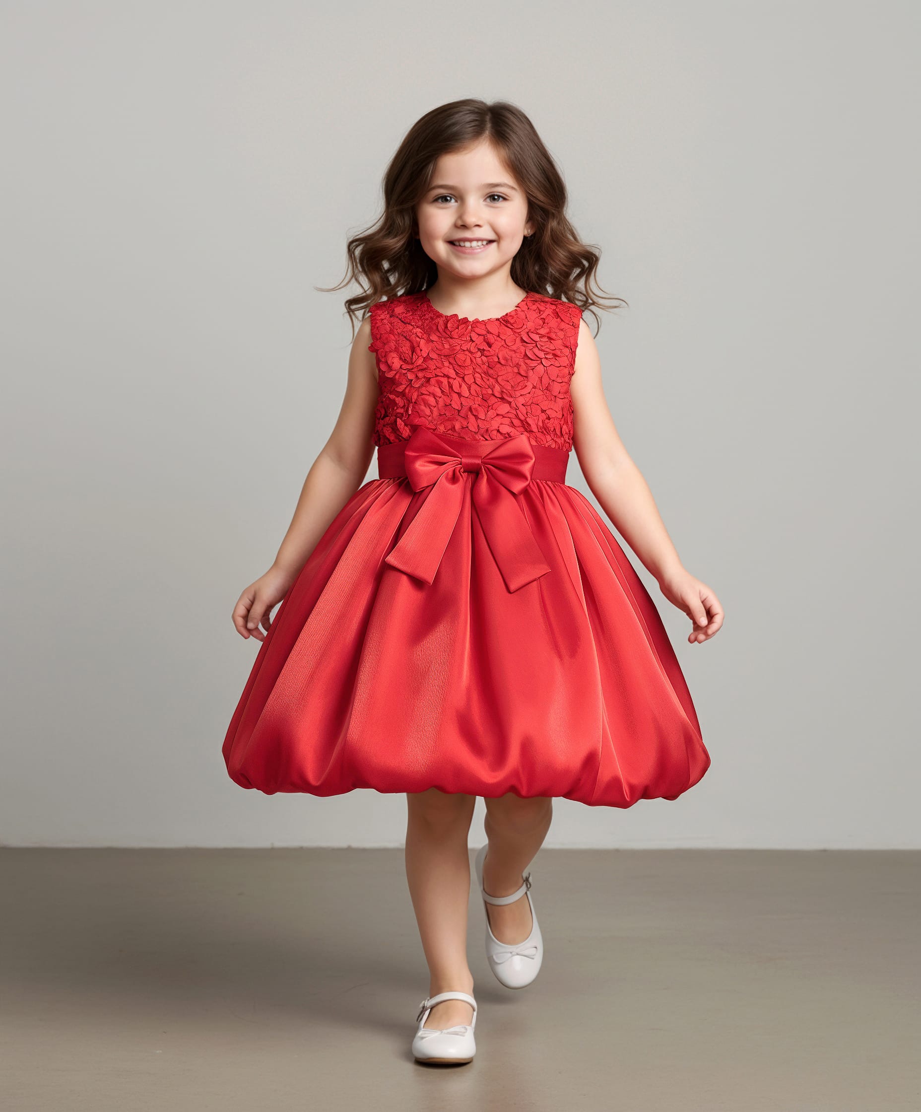 Mark & Mia Sleeveless Party Dress With Floral & Bow Applique - Red-image-18