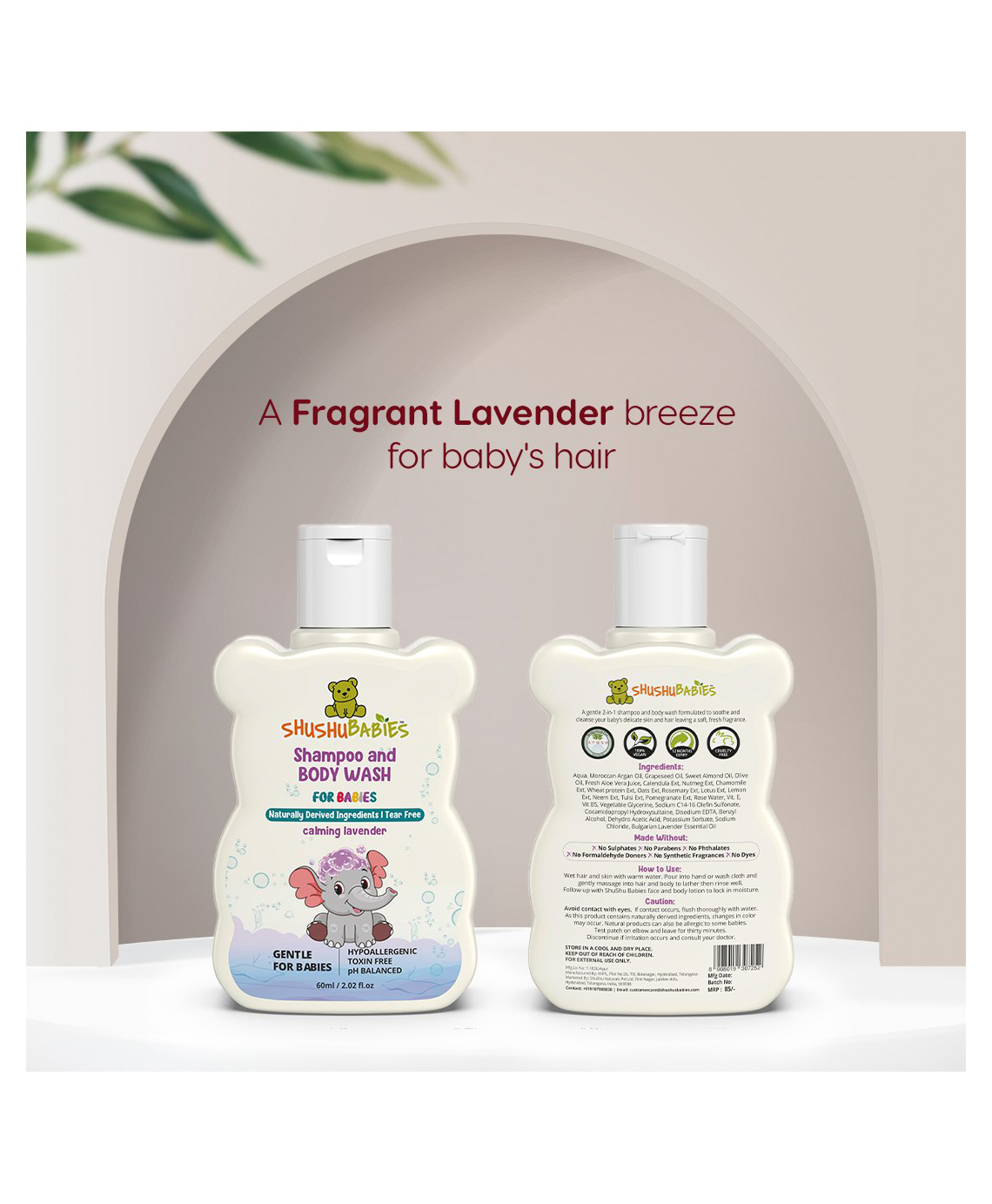ShuShu Babies Calming Lavender Shampoo and Body Wash - 60 ml (Pack of 2)-picture-19