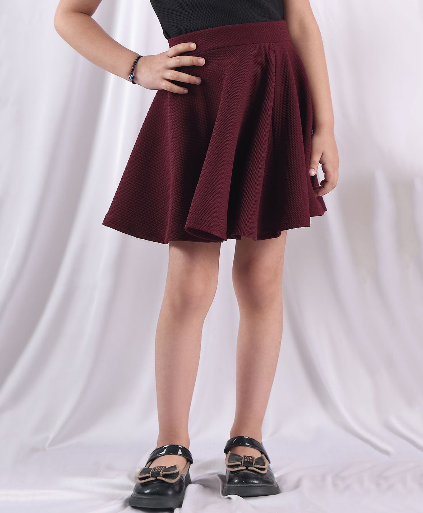 NEUDIS Textured Skirt - Wine-image-0