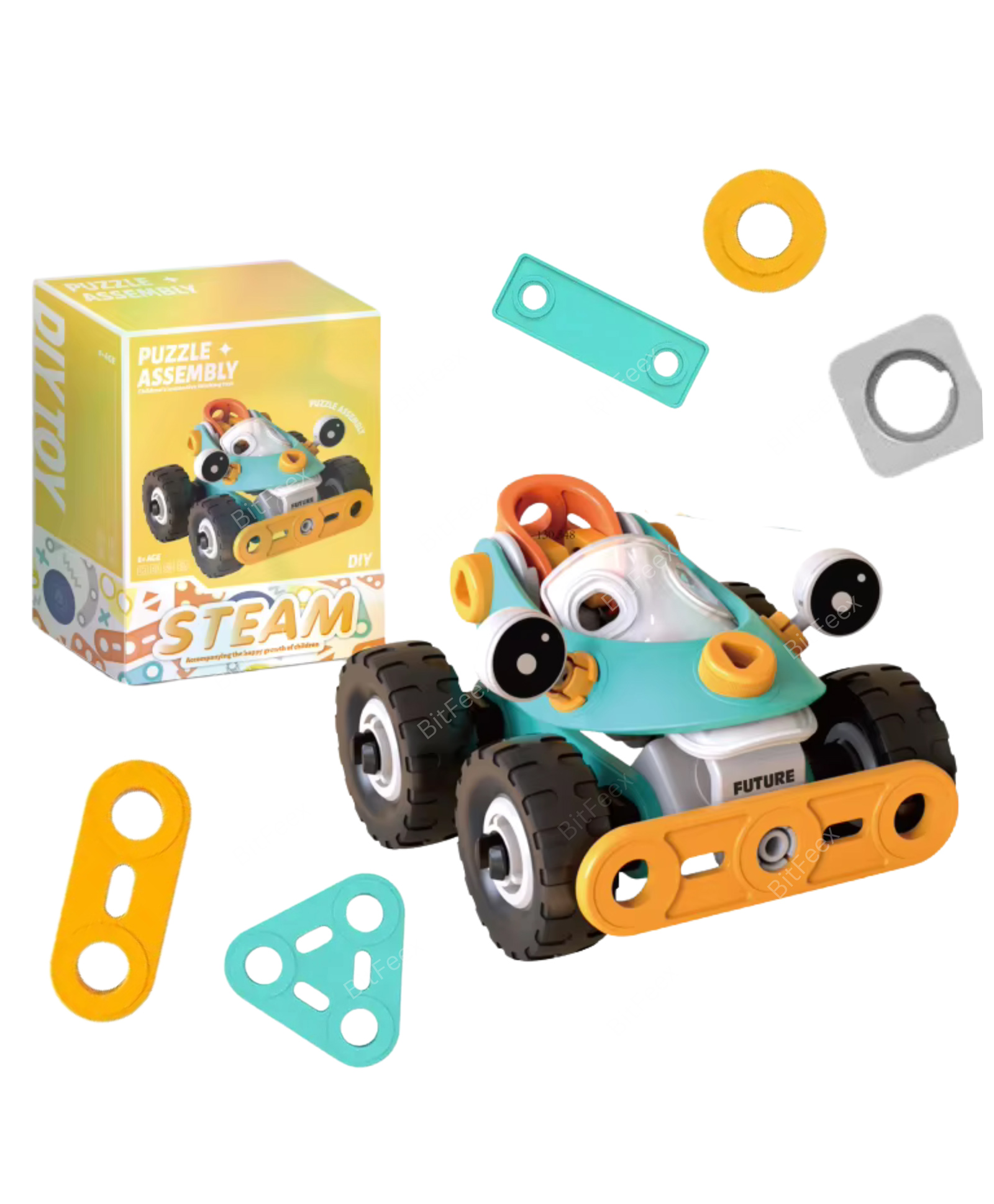 BitFeex Soft Rubber Block Assembly Vehicle Practical Ability Improves Imagination Enhances Creativity Building Blocks for Children Engineering Vehicle Toy DIY Assembled STEM Educational Toy for Toddlers Children - 41 Pieces-picture-25