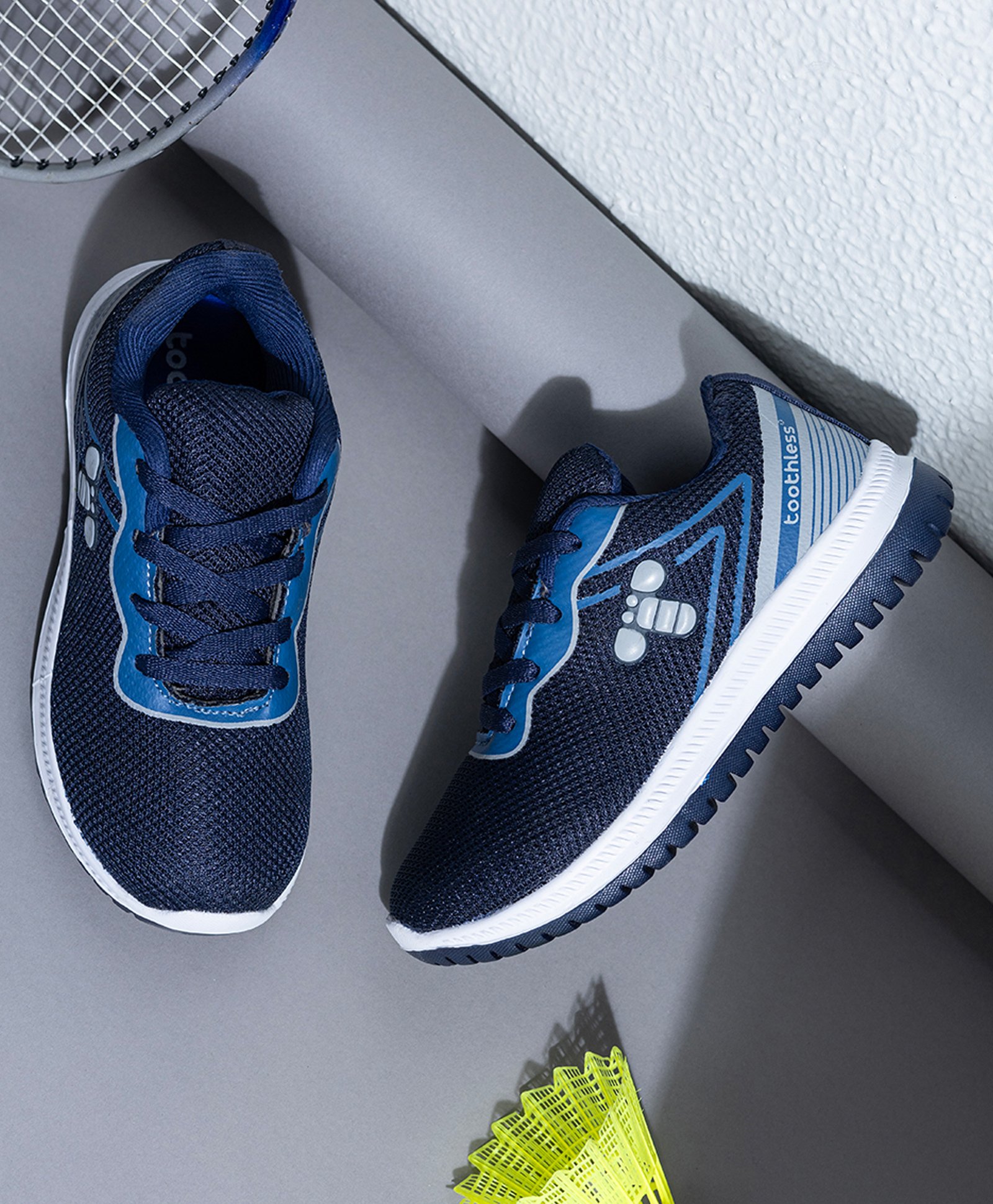 Toothless Mesh Detailed & Colour Blocked Shoes - Blue-picture-24