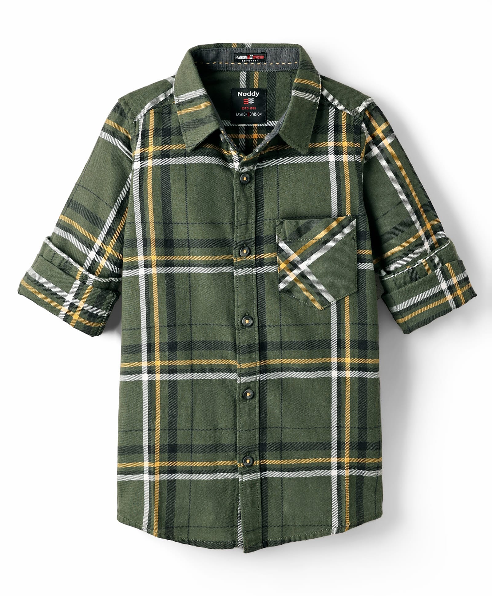 Noddy Full Sleeves Tartan Checked Shirt - Green-image-6