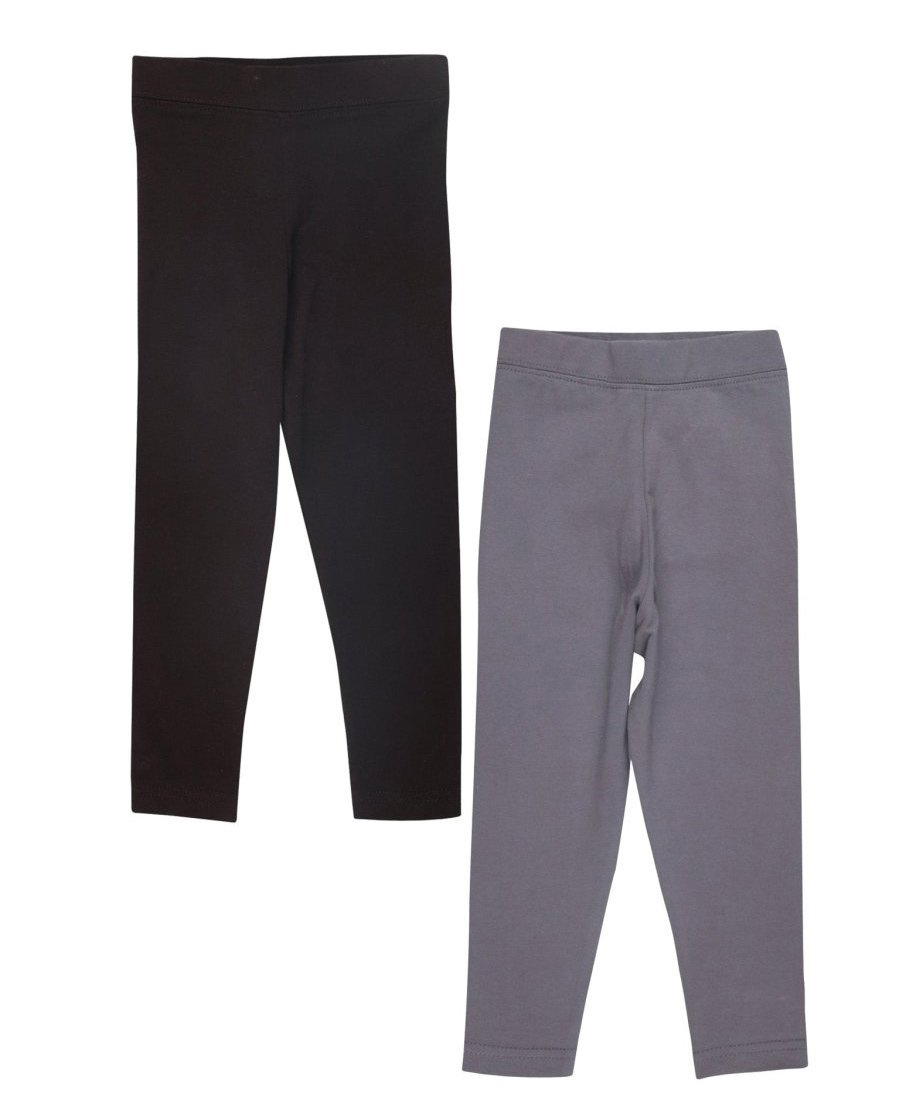 The Mom Store Cotton Pack of 2 Solid Leggings - Frost Grey & Brown-image-24