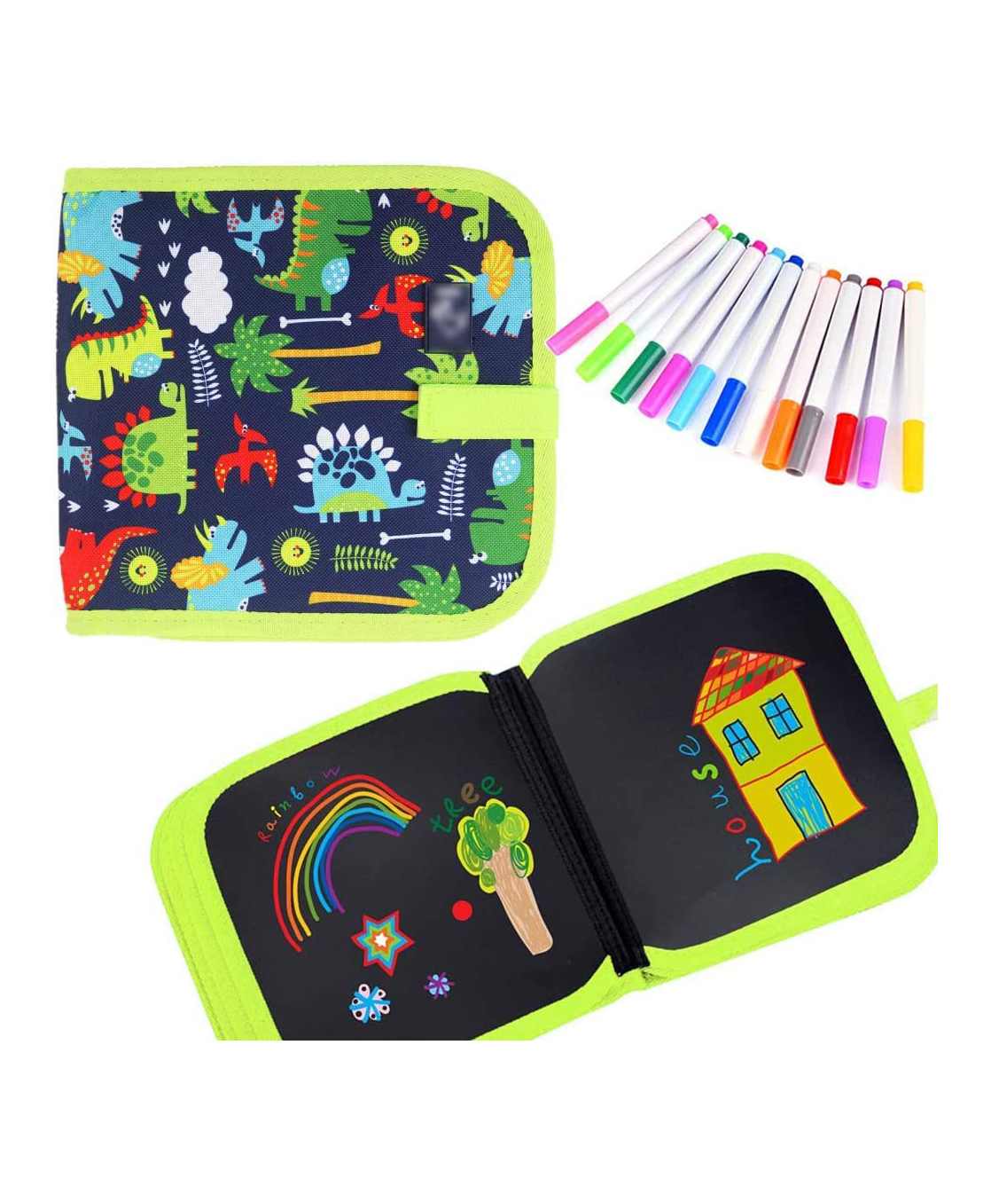 PLUSPOINT Erasable Doodle Book for Kids Toddlers Activity Toys Reusable Drawing Pads with Watercolor Pens,Travel Art Toy, Road Trip Car Game Writing Painting Set for Boys and Girls (14 Pages)-picture-6