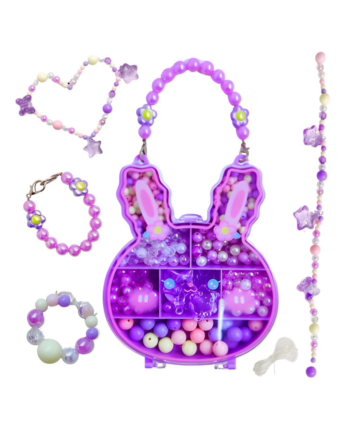 Pluspoint Jewellery Making DIY Beads Set with 200+ Beads for Necklaces and Bracelets - Multicolor-image-35