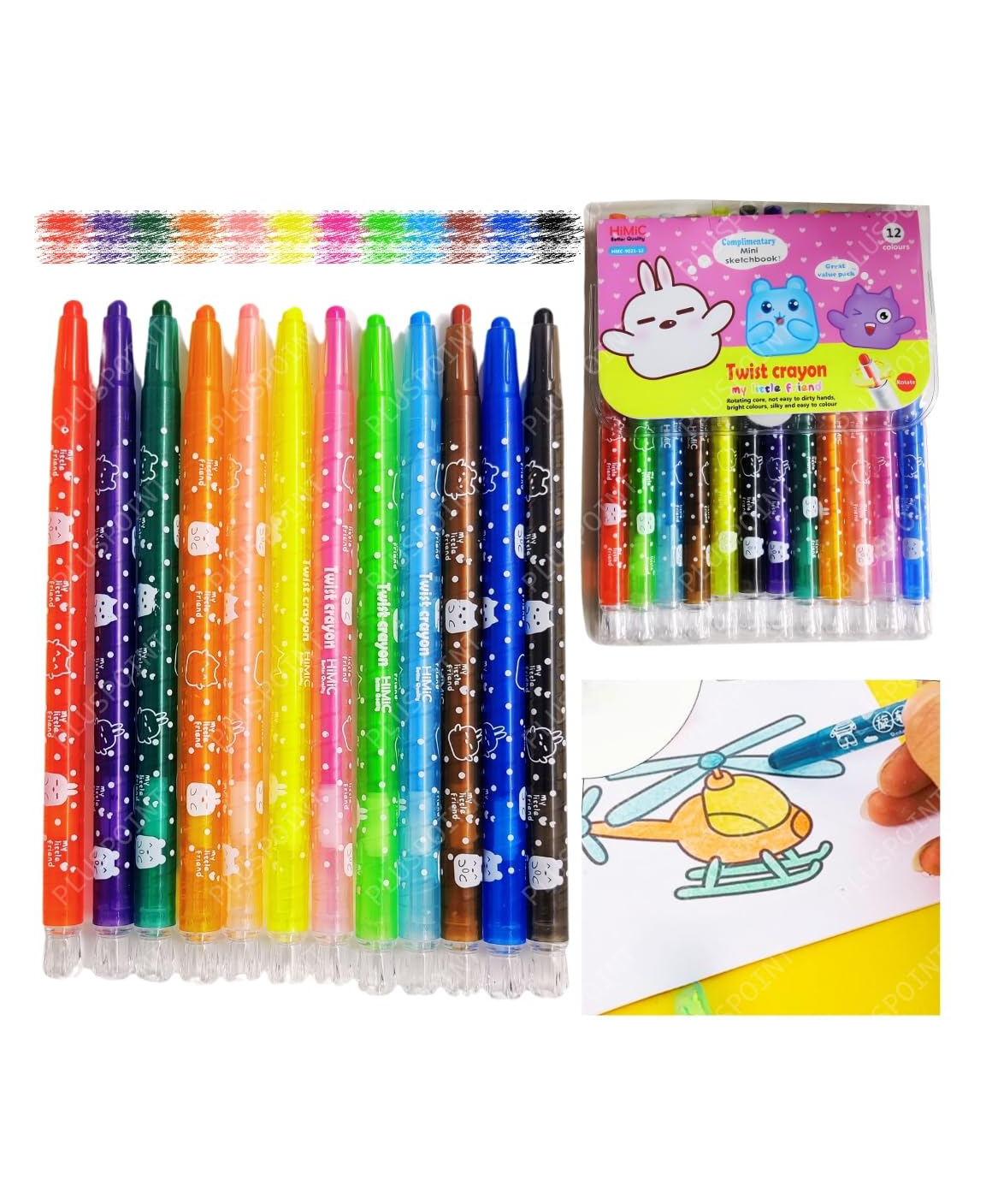 PLUSPOINT Twist Crayons For Kids - 12 Pcs Crayon Set | Crayon For Drawing, Painting and Coloring | Art & Craft Tools | Ideal For Birthday Gifts For Children-picture-28