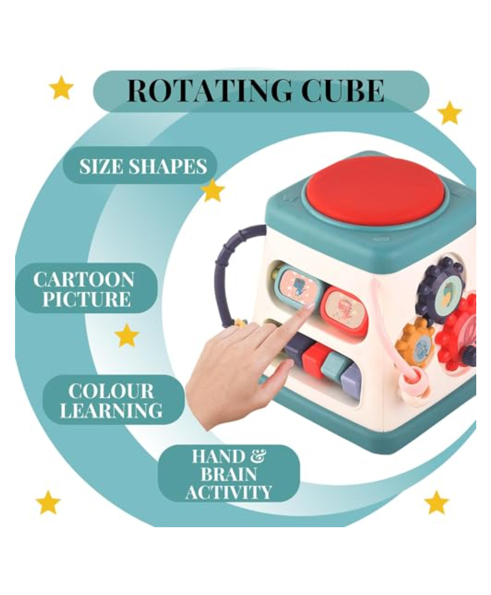 PLUSPOINT 5 in 1 Multia ctivity Drumbox Toy for Kids Musical Toys with Gears Comes up with Animal Voices, Rythm, Music and Lights-image-9