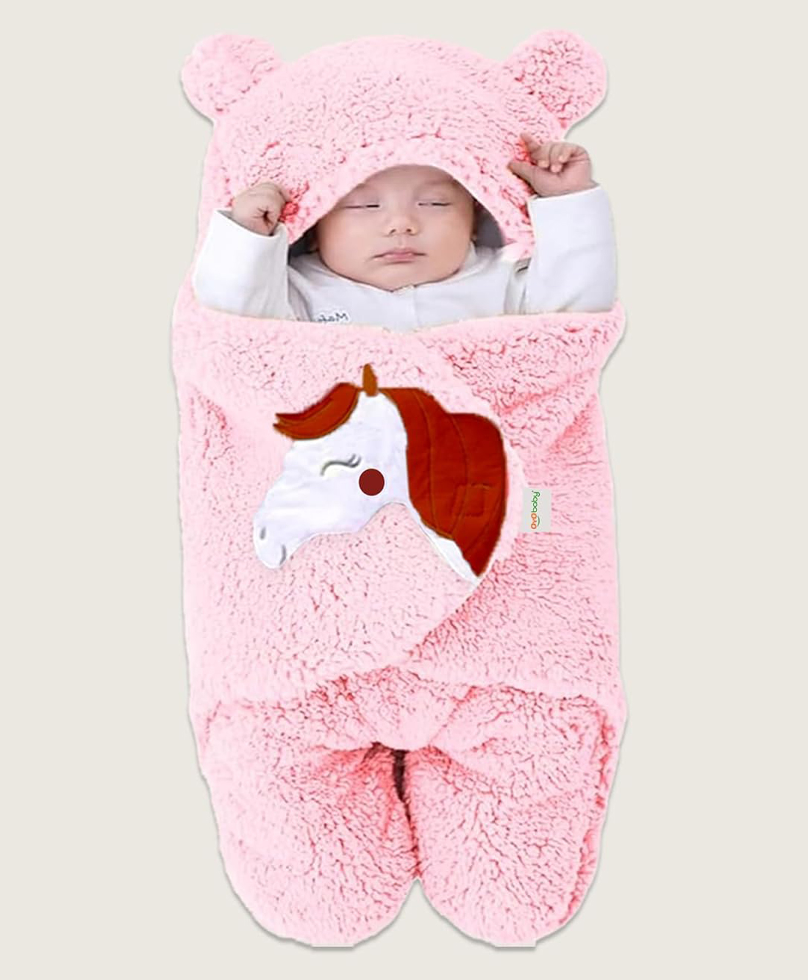 OYO BABY Fleece Lightweight Hooded Baby Blanket | Super Soft Wearable Unicorn Wrapper (Pink) | Size - 70 x 70 cm-image-27