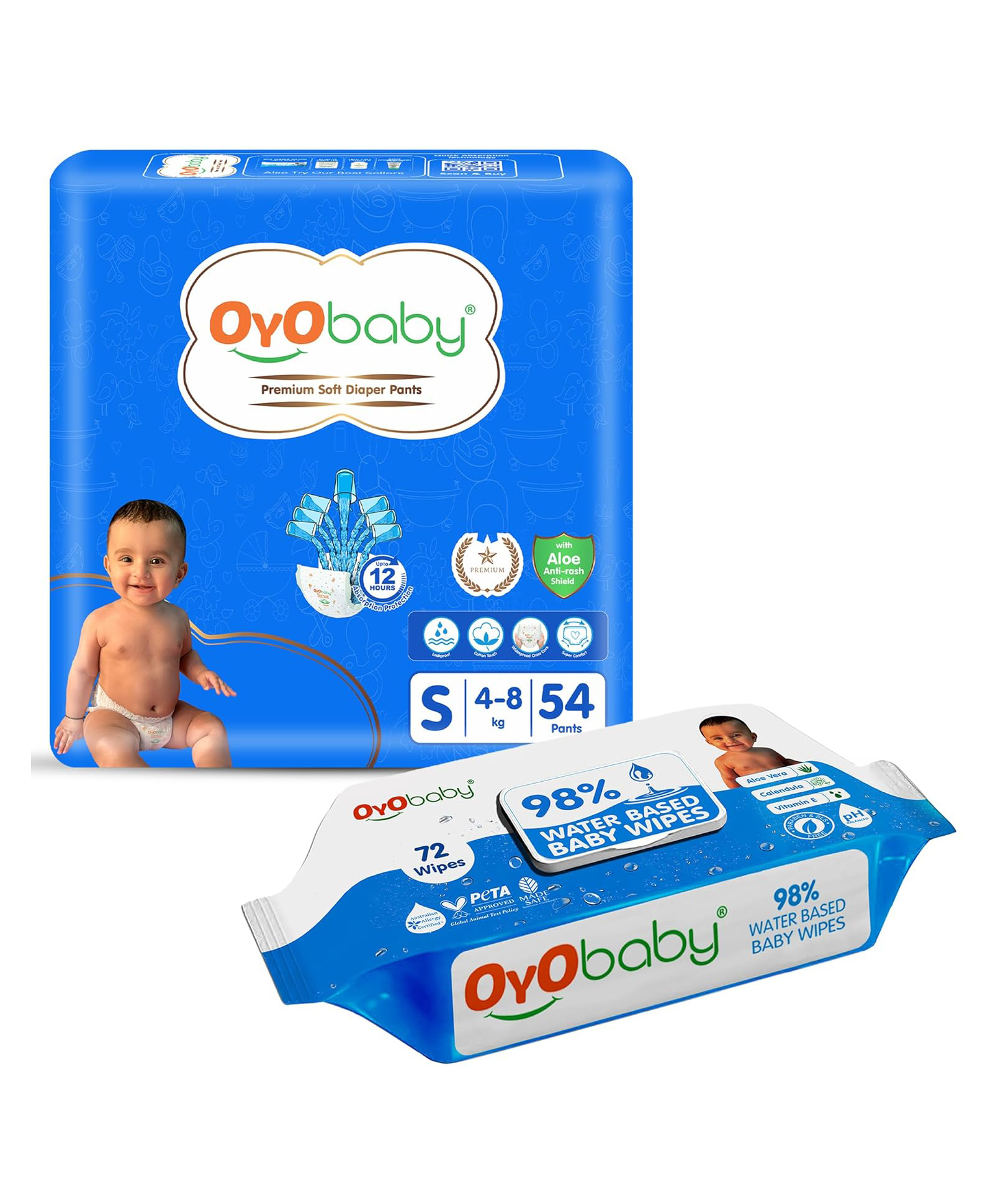 OYO BABY Diapers | Long Lasting Dry Night & Comfortable Sleep Style Diaper Pants, 54 Count (Combo Pack)-image-3