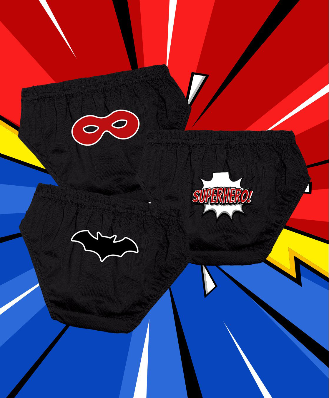 NUSYL Cotton Pack Of 3 Superhero Text Printed Briefs - Black-picture-23