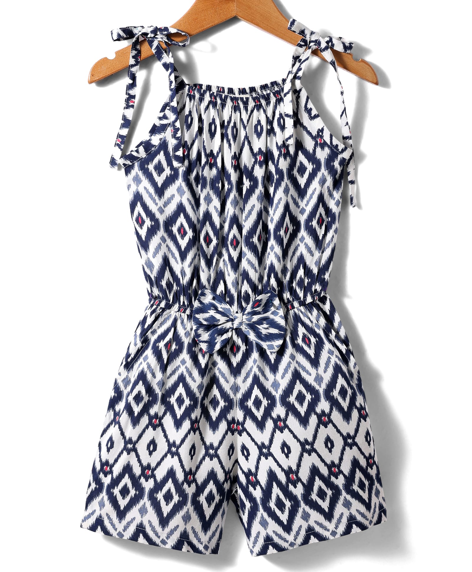 CrayonFlakes Rayon Sleeveless Ikat Printed Jumpsuit - Off White-image-48