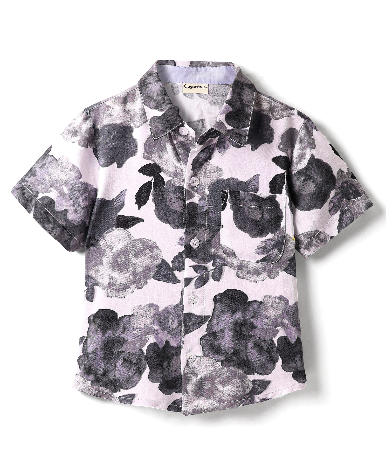 CrayonFlakes Rayon Half Sleeves Floral Printed Shirt - Off White-picture-45