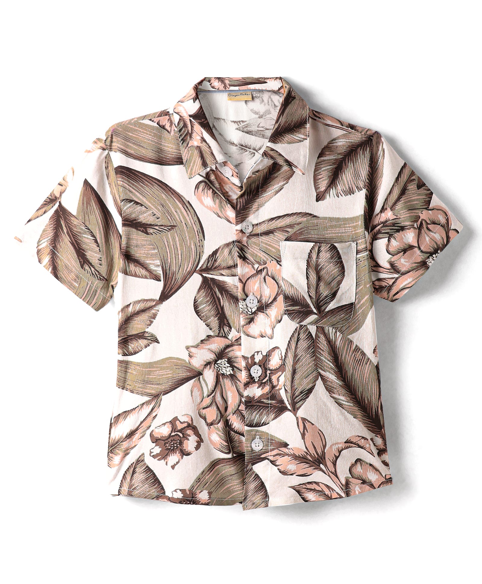 CrayonFlakes Rayon Half Sleeves Floral Printed Shirt - Off White-picture-25