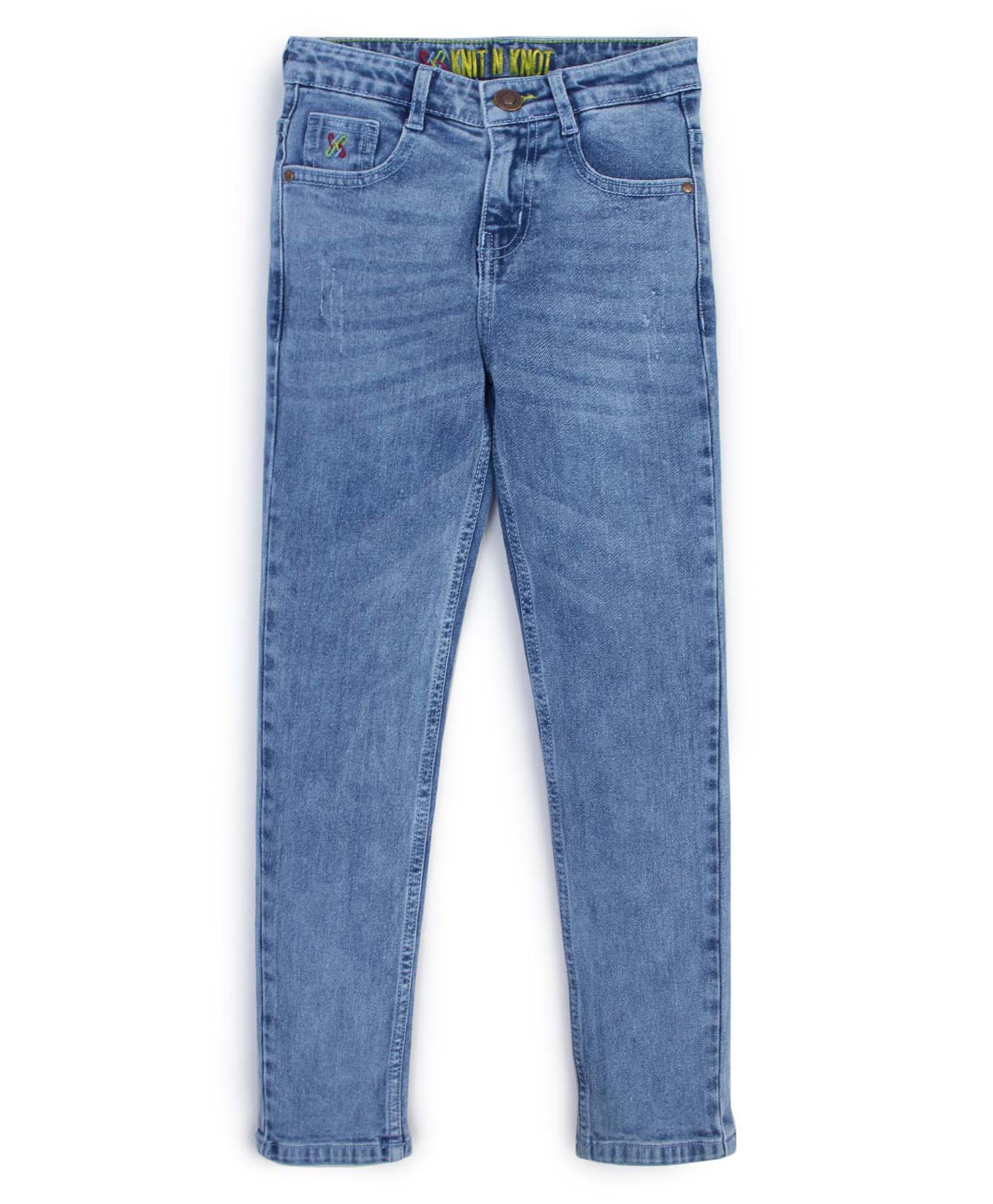 Knit N Knot Denim Mild Washed Stretchable Slim Fit Jeans - Blue-picture-36