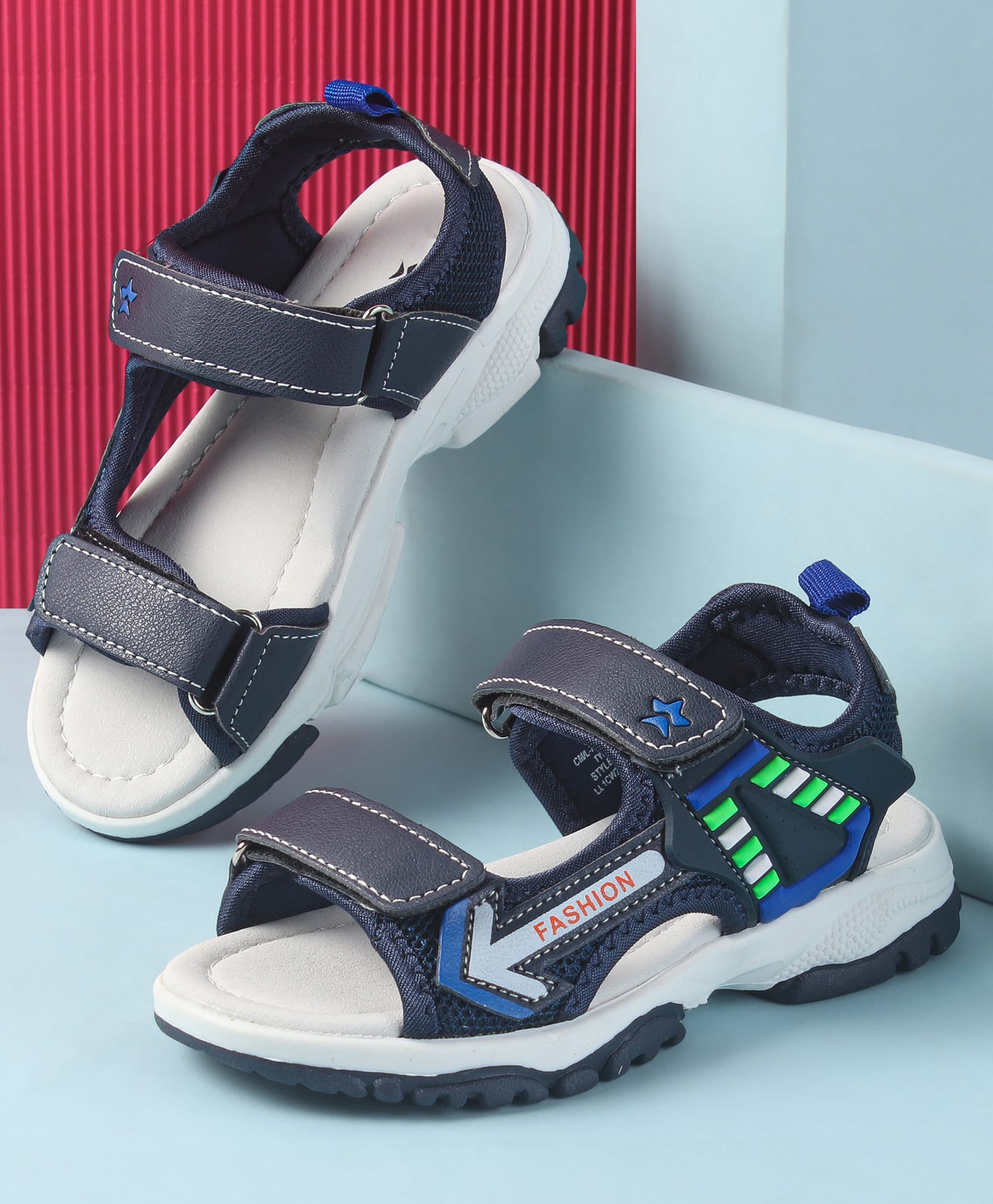 Cute Walk by Babyhug Velcro Closure Sandals with Fashion Applique - Navy Blue-picture-10
