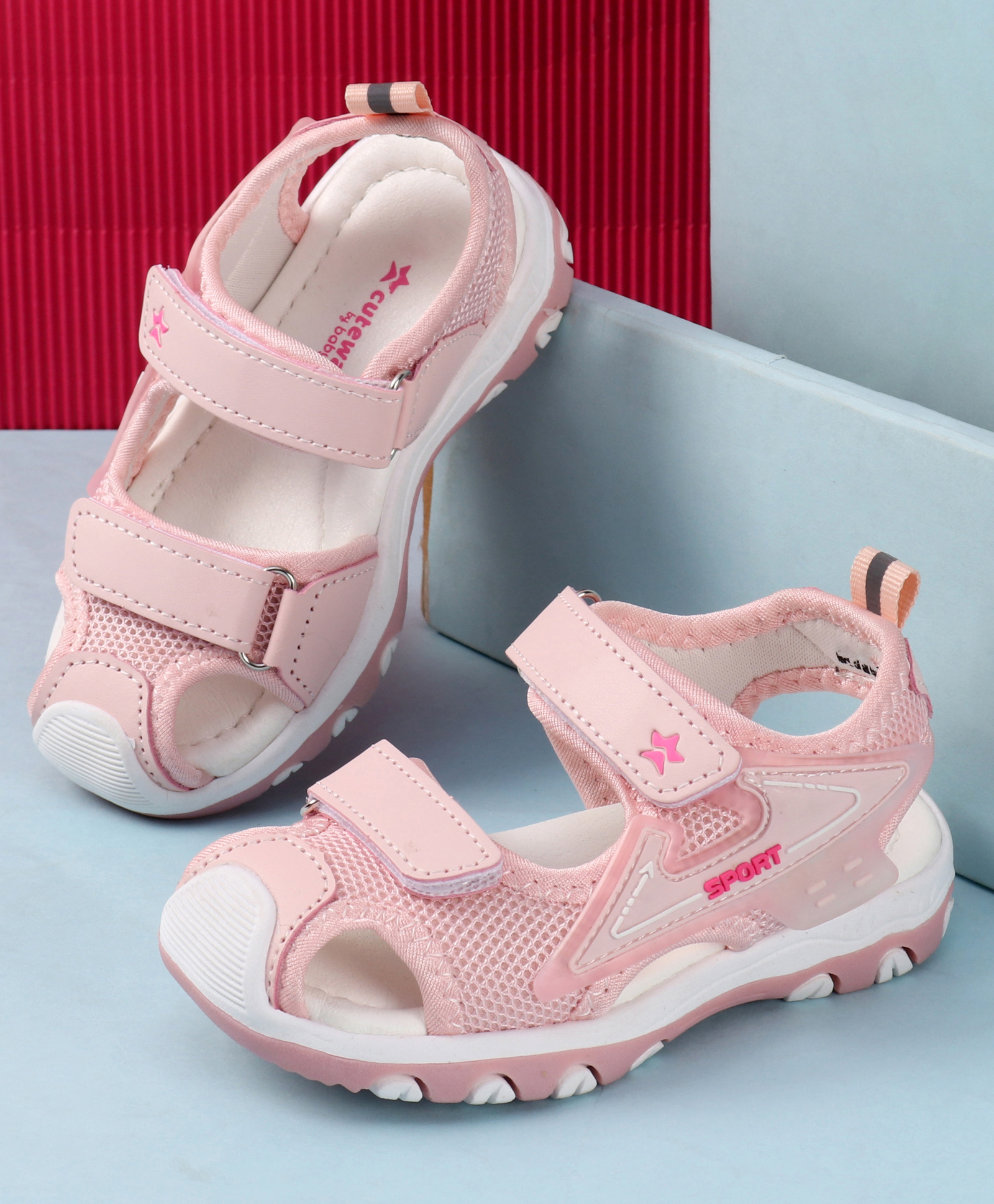 Cute Walk by Babyhug Velcro Closure Solid Color Sandals- Pink-image-19