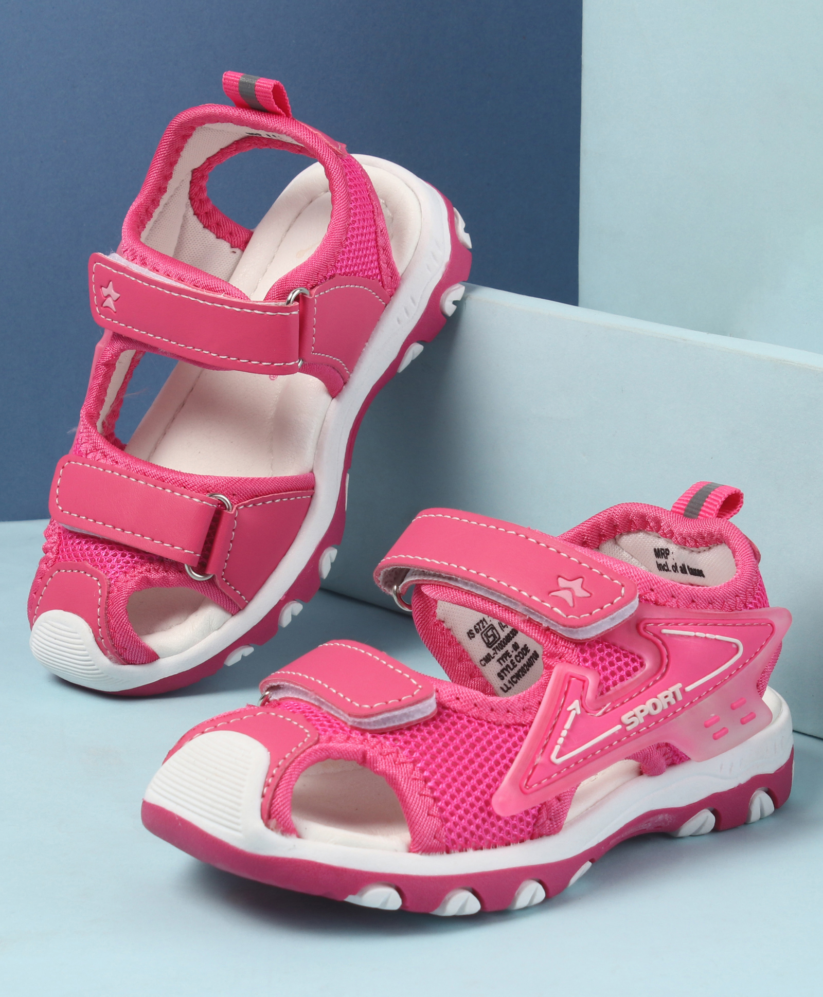 Cute Walk by Babyhug Velcro Closure Solid Color Sandals- Fuchsia-image-20