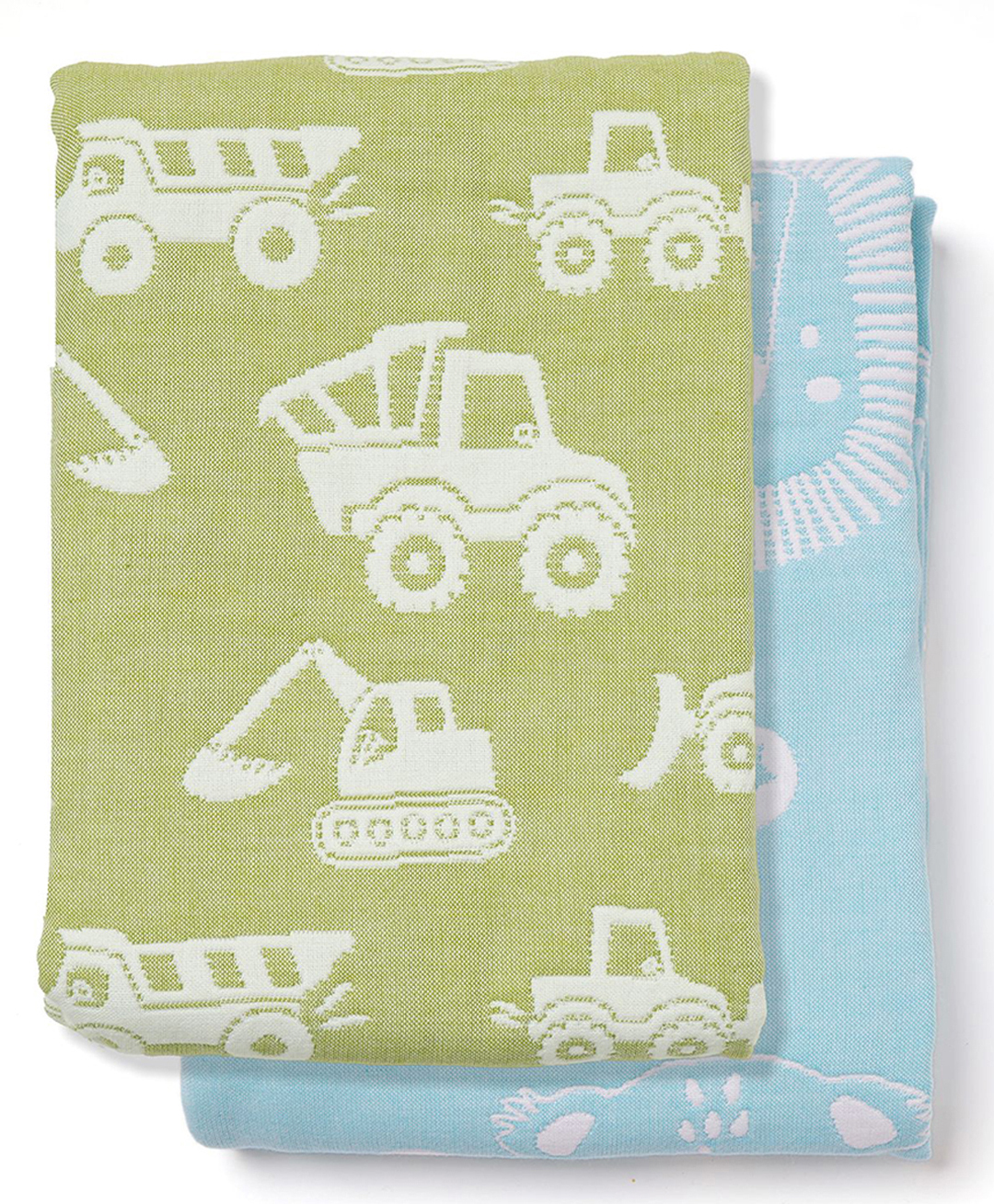 Tidy Sleep Yarn Dyed Blanket (Blue Party Animal & Green Truck) Pack 2-image-31