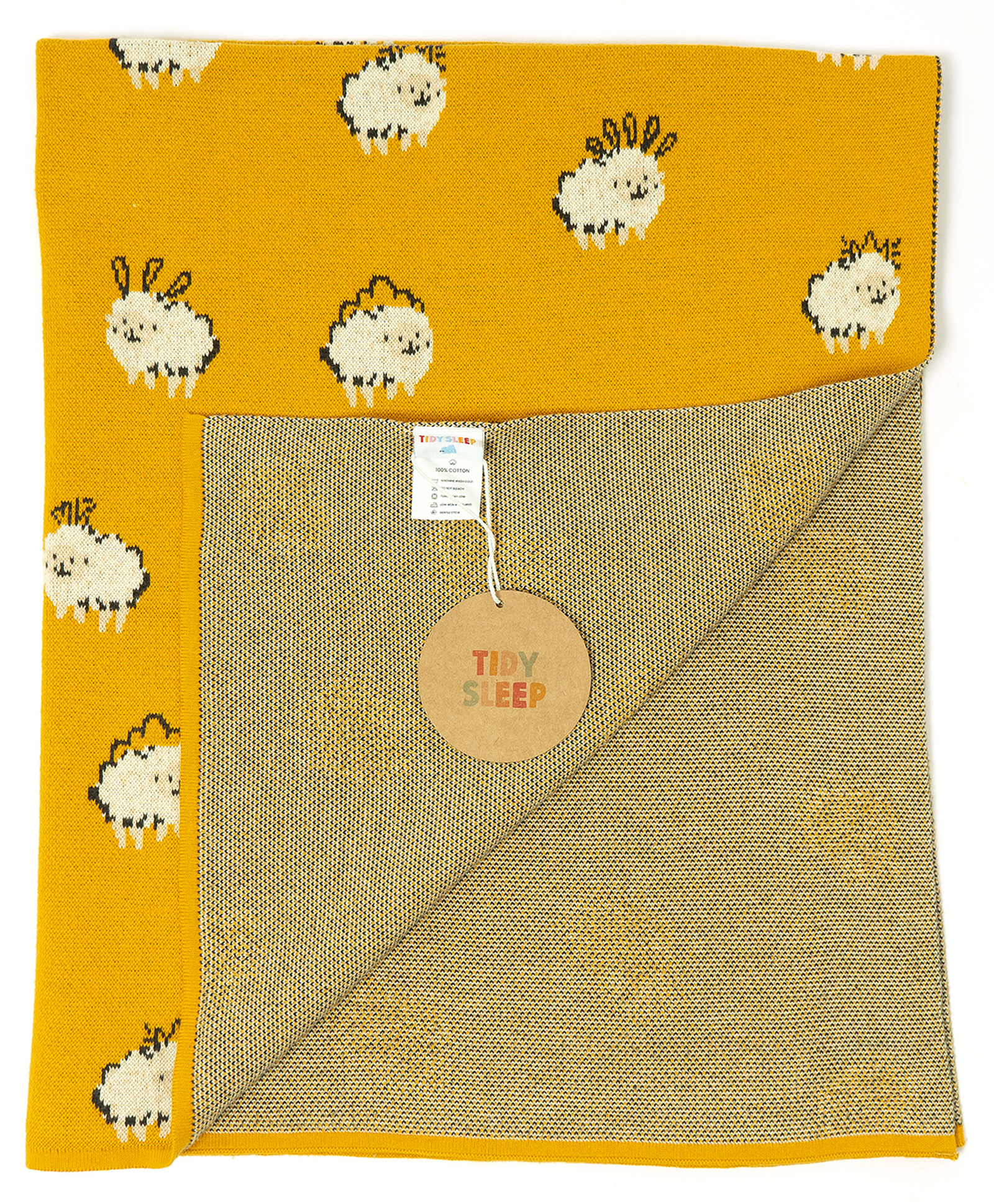 Tidy Sleep 100% Knitted Cotton Baa-Baa Sheep Print Knitted Blanket-image-32