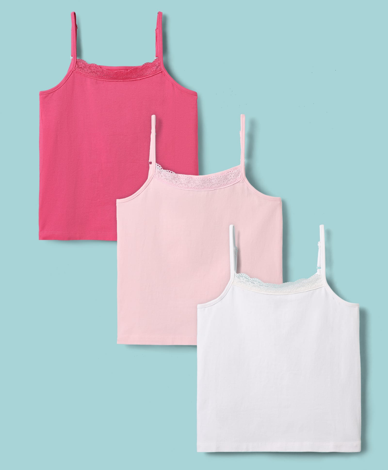 Honeyhap Premium Cotton Elastane Bio Finish Sleeveless Solid Color Slips Pack of 3 - Bright White Tander Touch Fandango Pink-image-36