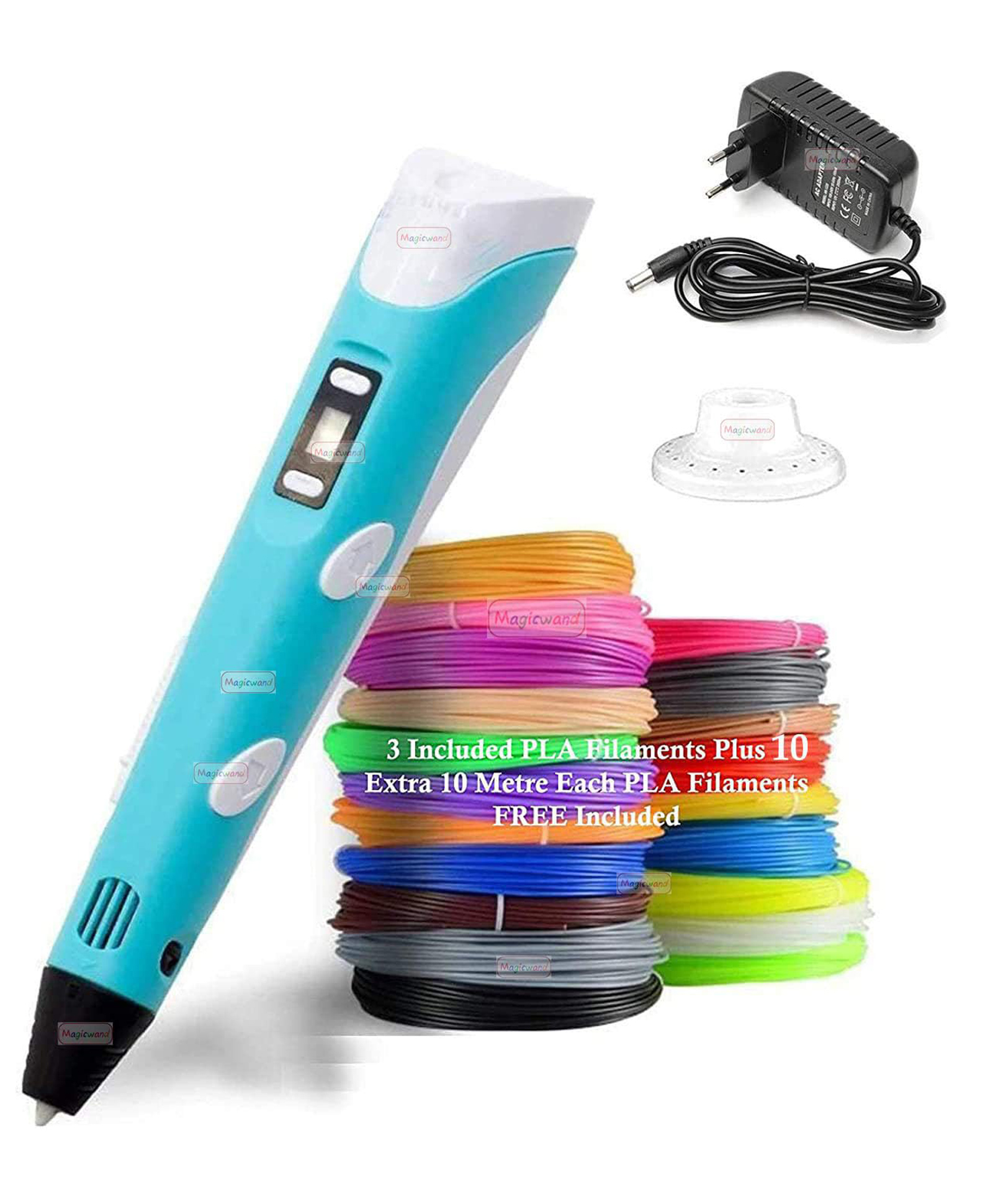 Magicwand 3D Printing Pen with LCD Display 10 Meter Each 10 Filaments EXTRA & 3 Meter Each 3 Filaments with ADAPTOR (Pack of 1)-picture-10