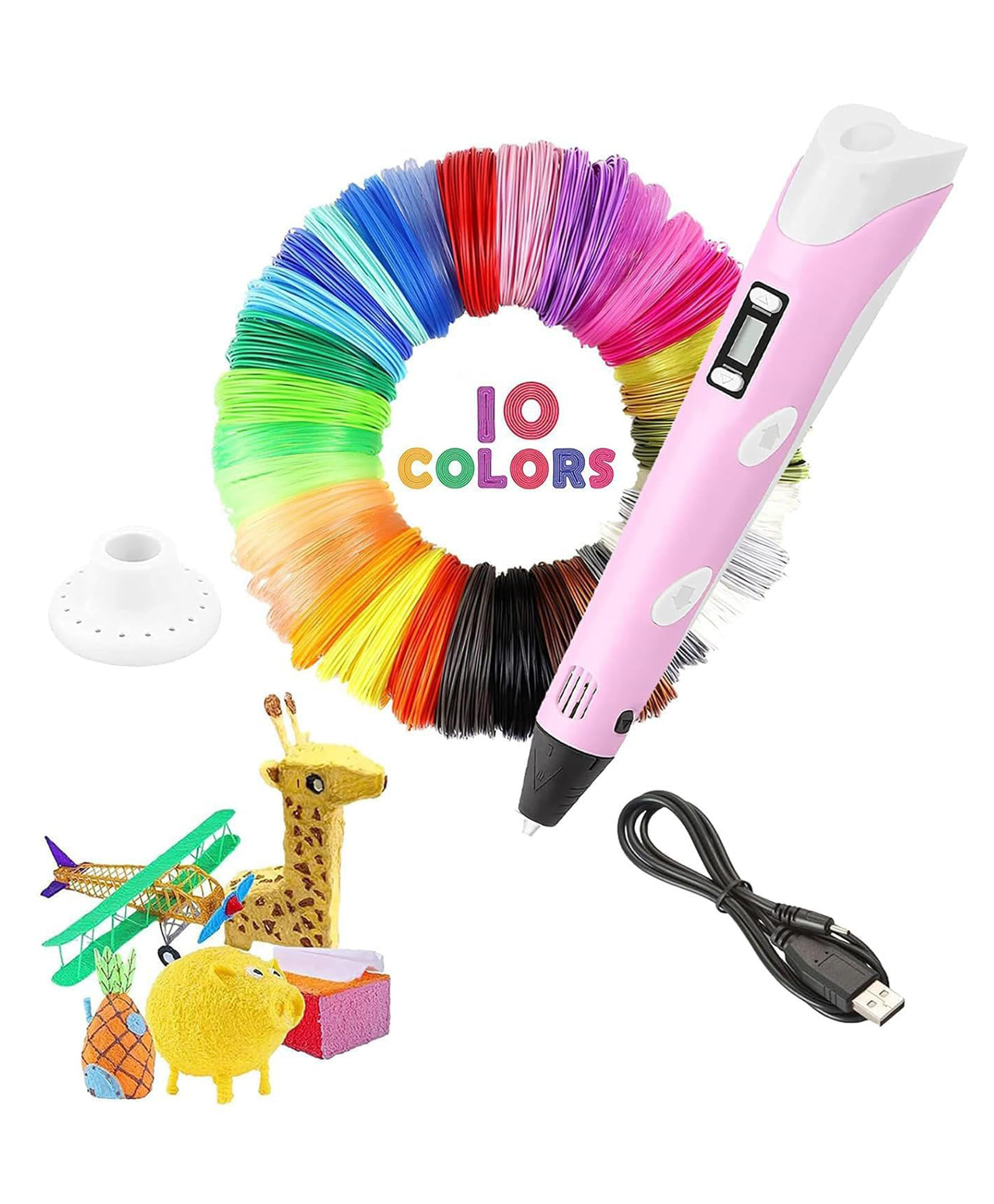 Magicwand with USB3D Pen for Kids 3D Pen with 3 Extra PLA Filaments 10m Each3D Printing Pen with LCD Display 3d Pen with 10 Pcs 10MFilaments EXTRA Pack of 1-picture-17