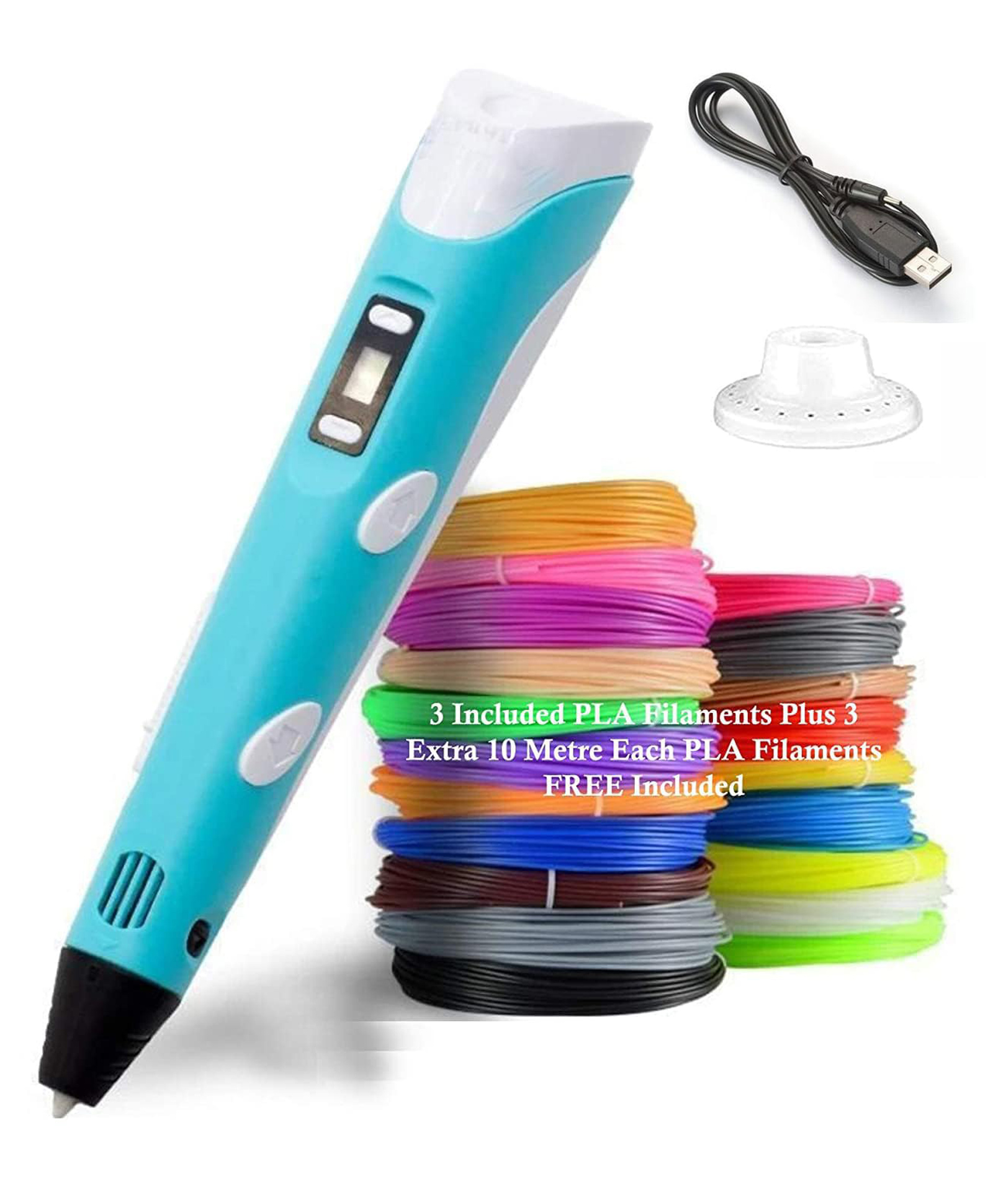 magicwand Magiwand with USB 3D Pen for Kids 3D Printing Pen with LCD Display 10 Metre Each 3 Filaments EXTRA & 3 Metre Each 3 Filaments Pack of 1-picture-34