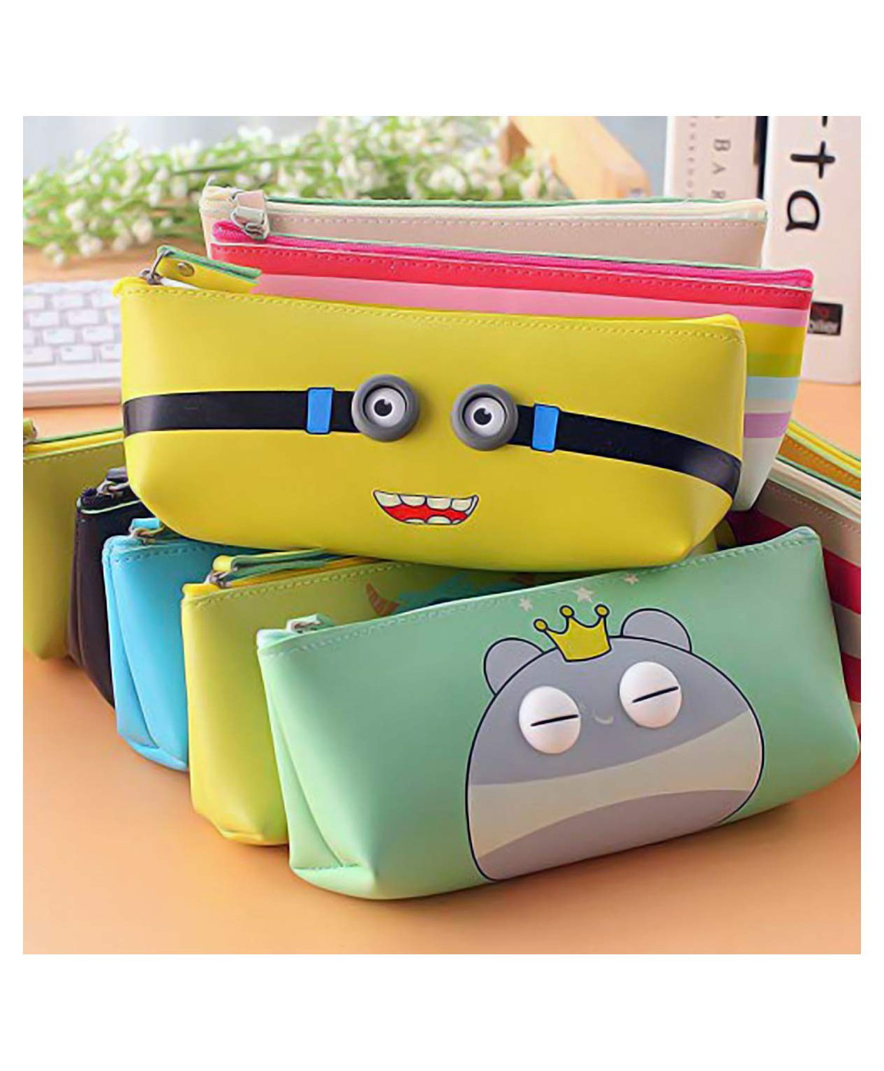 magicwand MagicwandPack of 1 Large Capacity Soft Silicon School Pencil Pouch Stationery Case Designs as Per Stock-picture-16
