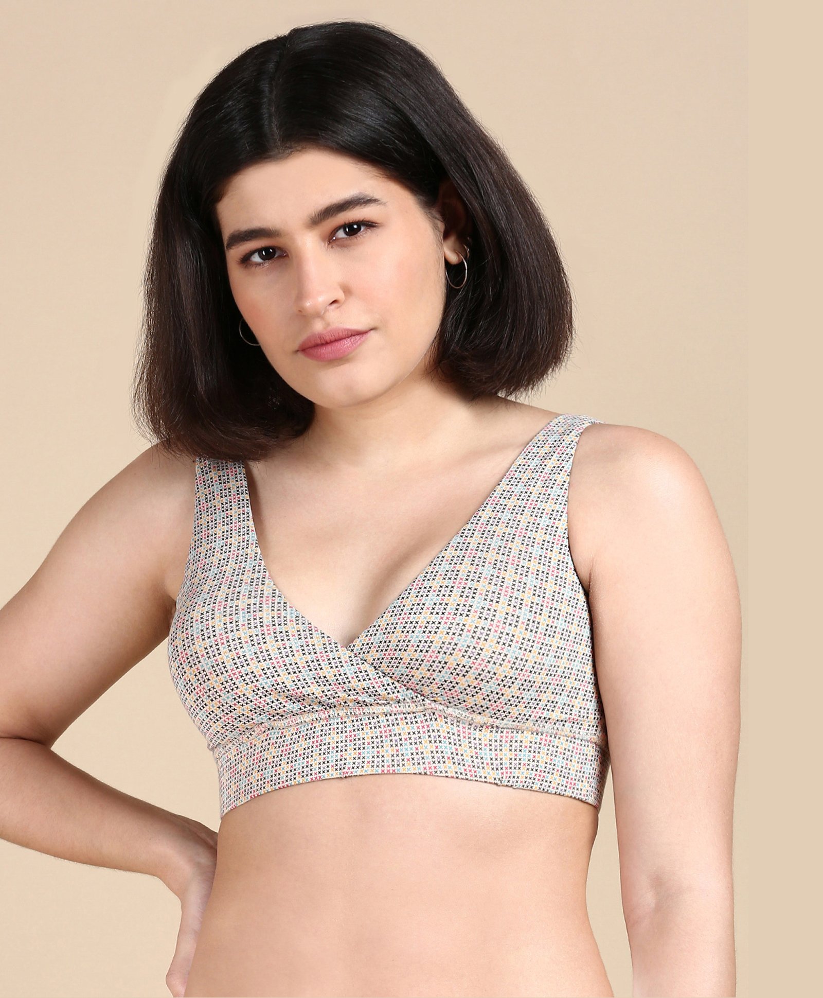 &Circus Modal X Alphabet Printed Maternity Bra With Nursing Access - Brown-image-15