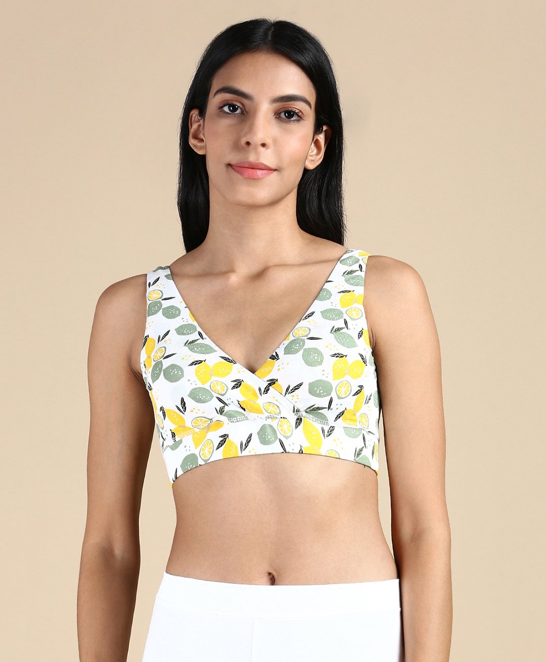 &Circus Modal Lemons Printed Maternity Bra With Nursing Access - White-picture-10