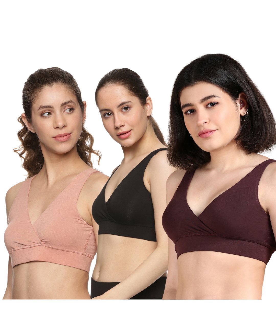 &Circus Pack Of 3 Sleeveless Solid Maternity Nursing Bra - Multi Colour-image-44