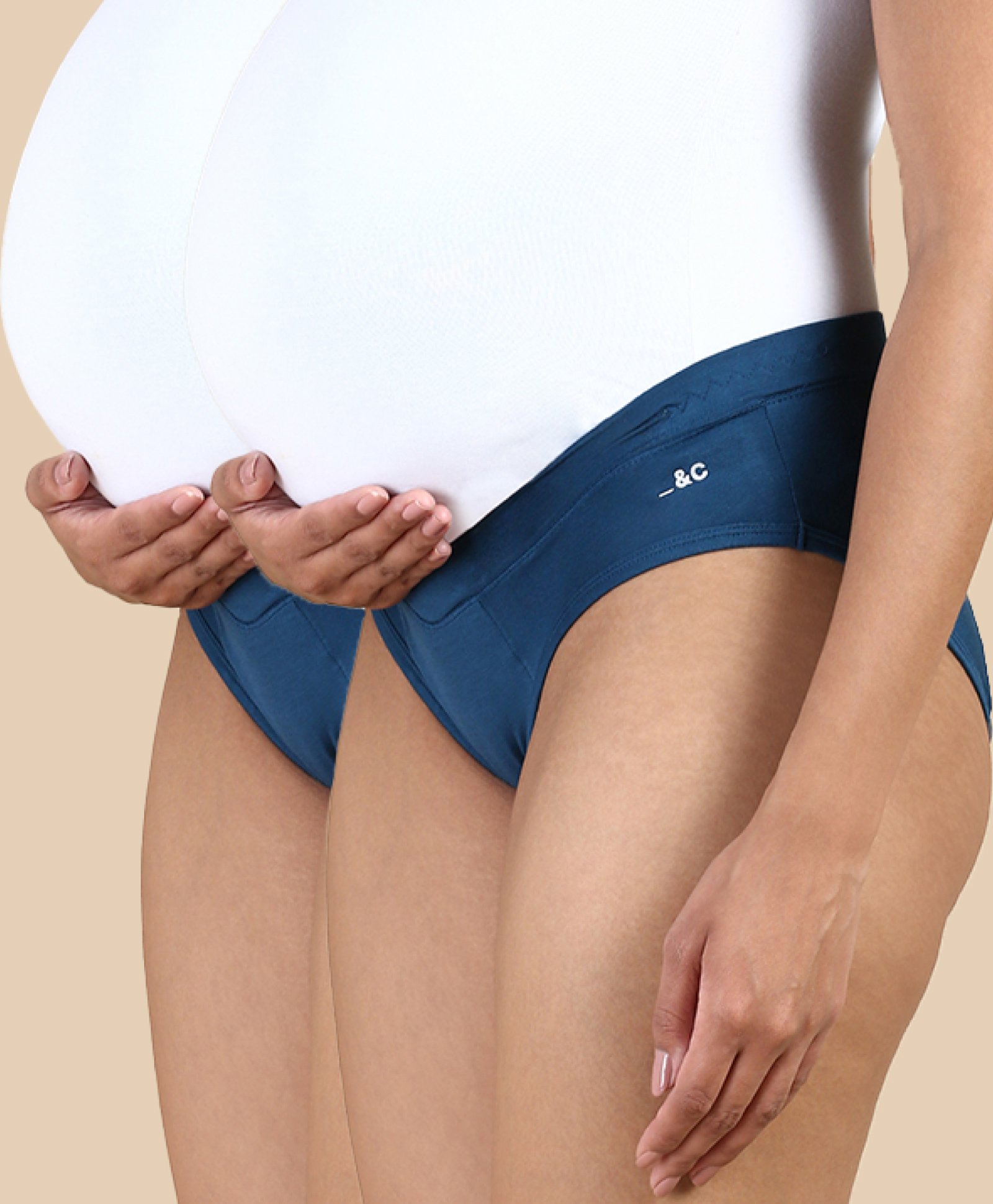&Circus Modal Pack Of 2 Solid Low Waist Maternity Comfort Panties - Blue-picture-21
