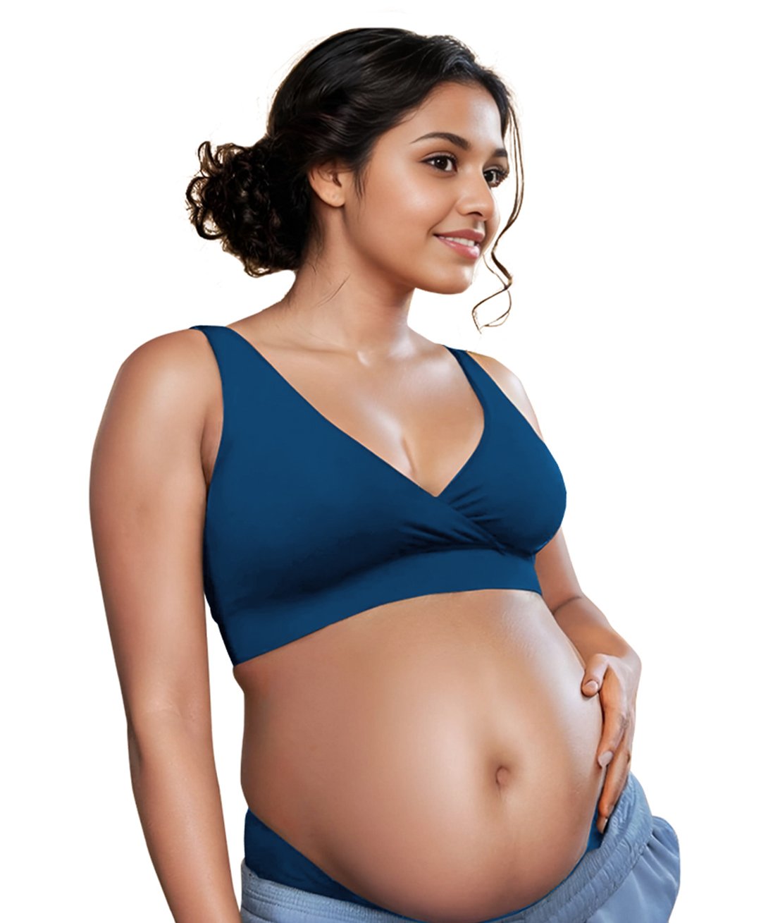 &Circus Sleeveless Solid Padded Maternity Nursing Bra - Blue-image-38