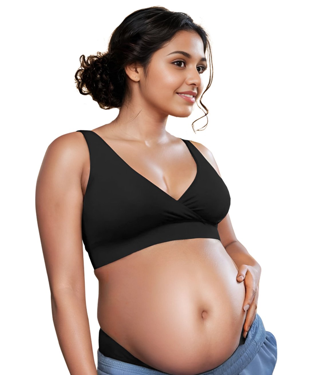 &Circus Sleeveless Solid Padded Maternity Nursing Bra - Black-picture-15