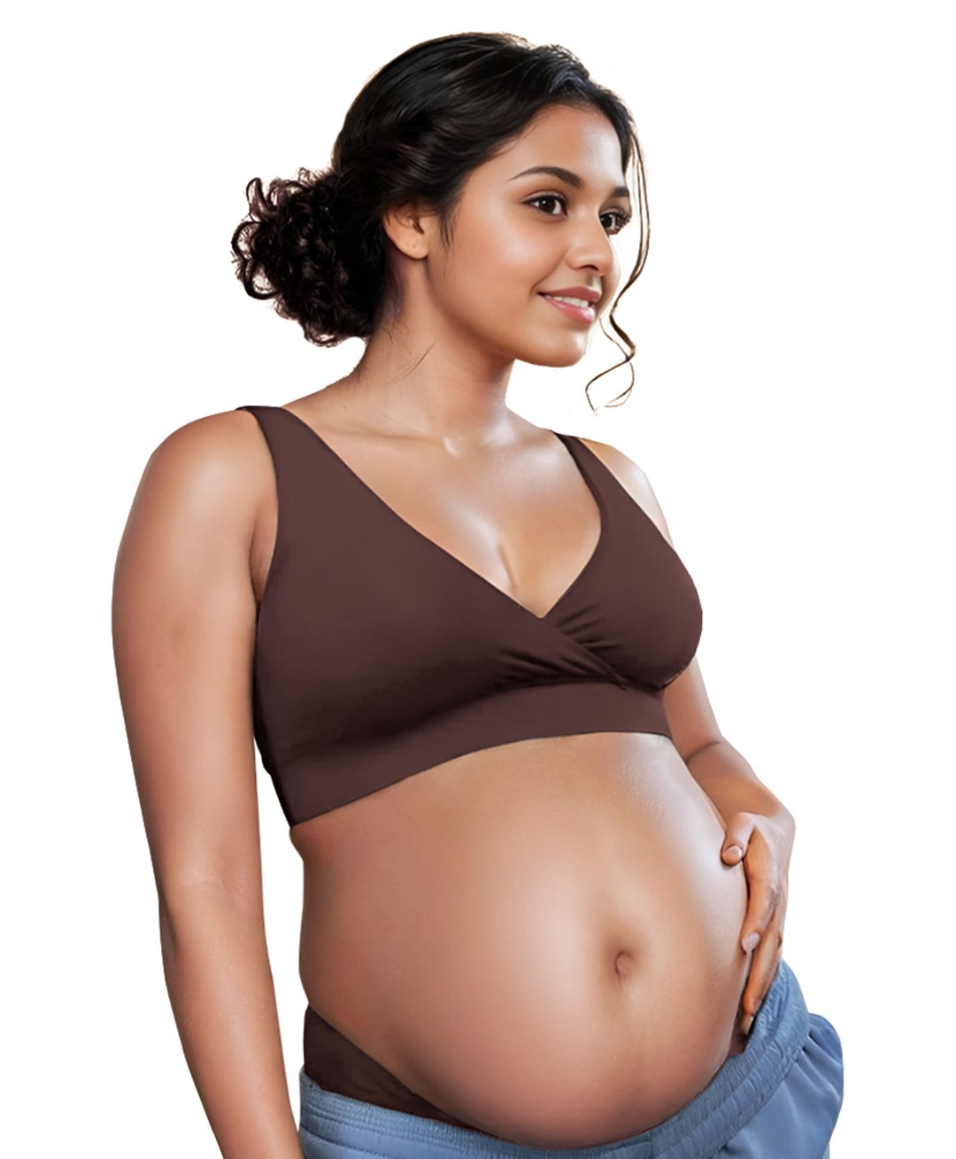 &Circus Sleeveless Solid Padded Maternity NursingBra - Brown-image-34