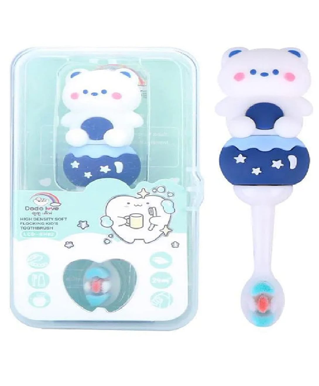 COMERCIO Cute Bear Design Cute and Soft Tooth Brush - Blue & Pink-picture-36