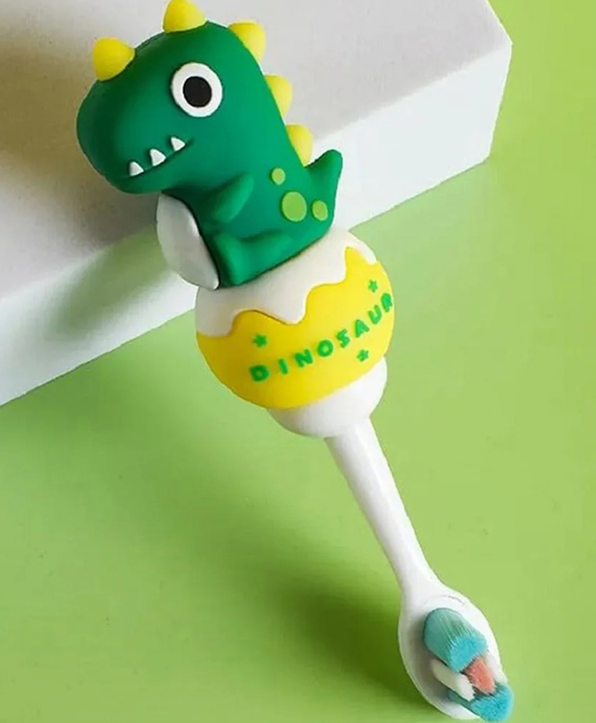 Comercio Cute Dino Design Cute and Soft Tooth Brush - Pink & Green-image-33
