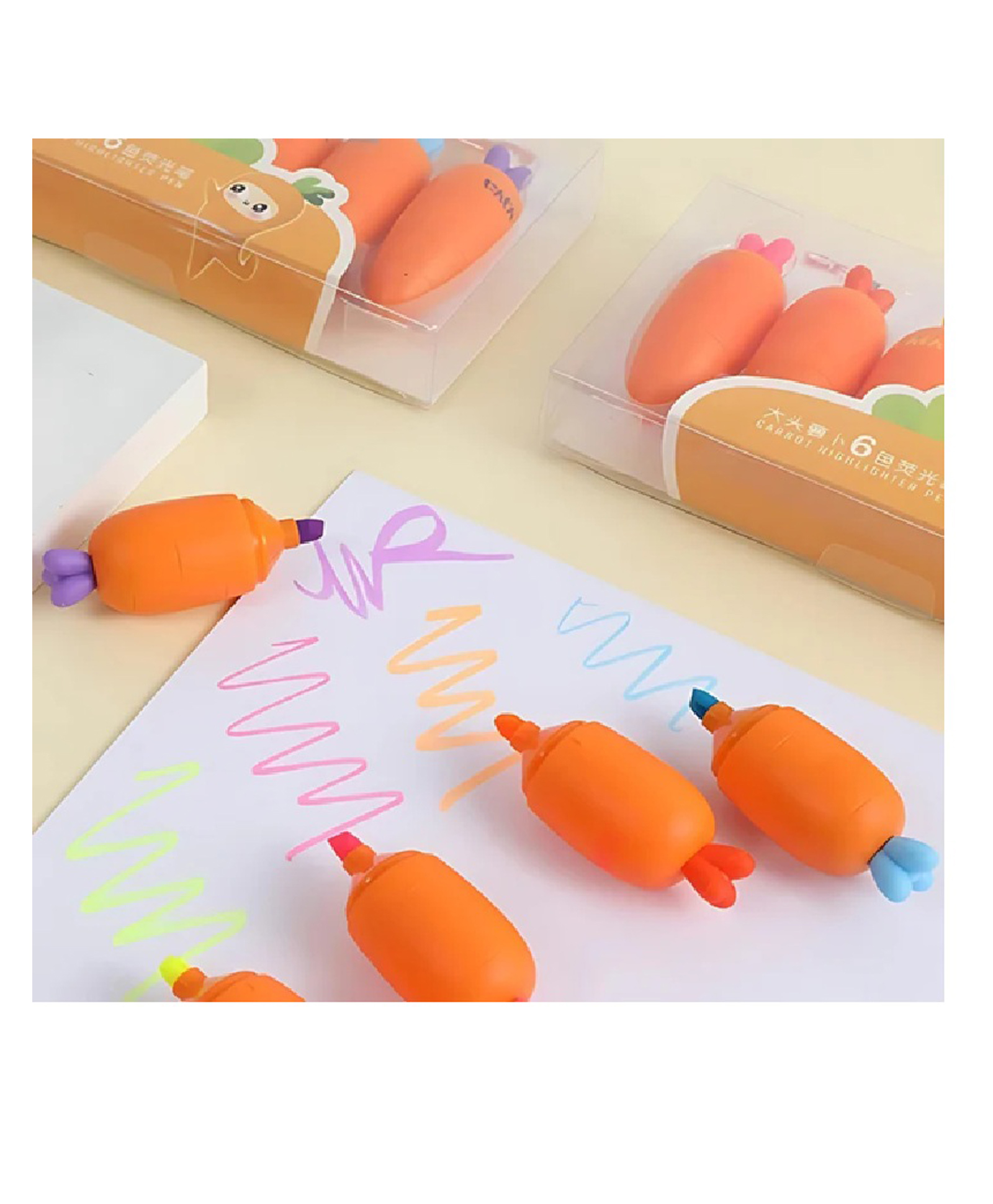 Comercio Carrot Shape Highlighters Set of 6 - Multicolour-picture-26