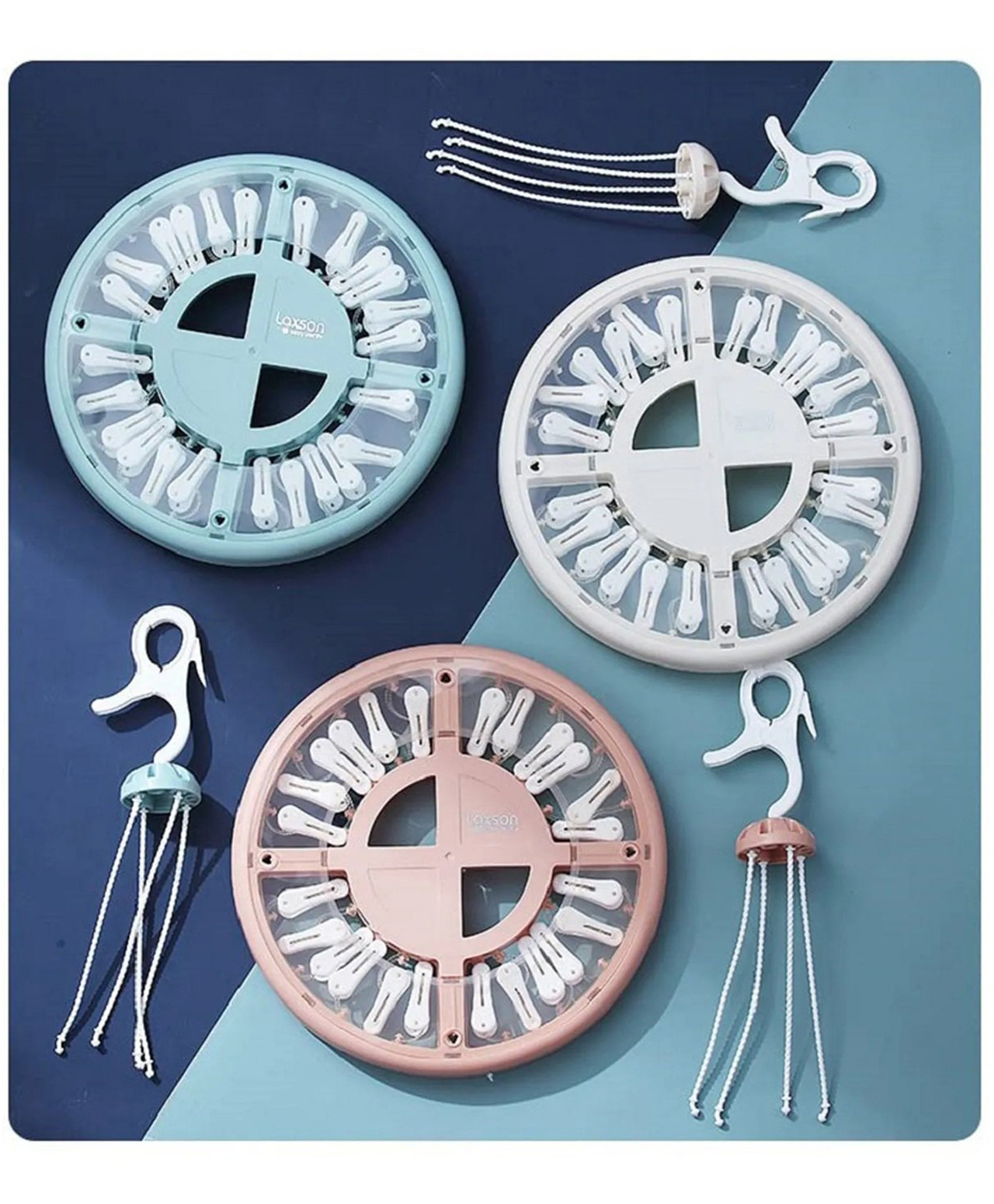 Comercio Round Laundry Hangers 24 Clips (Color May Vary)-picture-13