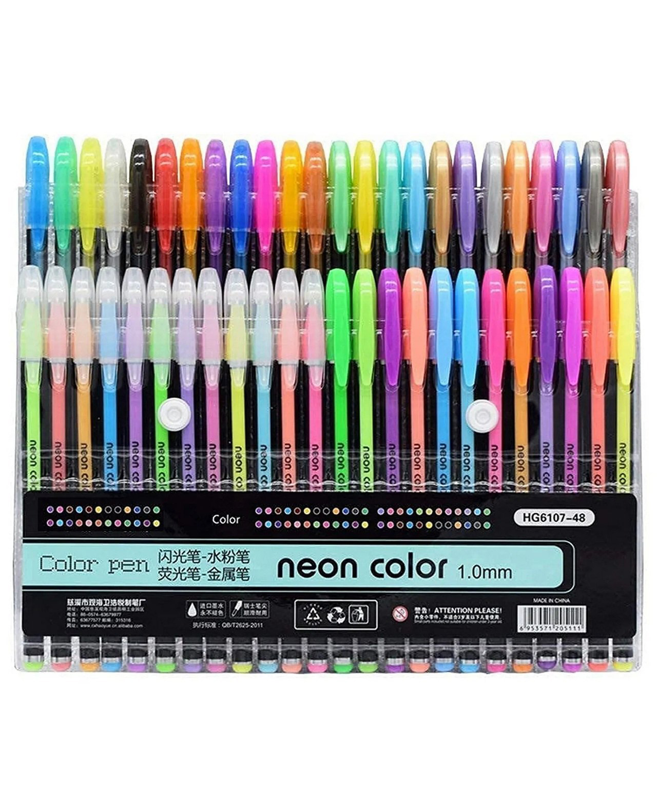 Comercio Neon Colour Metallic Gel Pen Set of 48 - Multicolour-picture-11