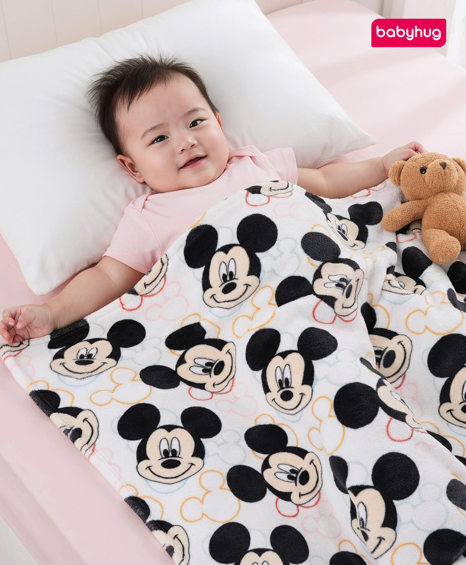 Babyhug Disney Mickey Mouse Super Soft Coral Baby Blanket White| New Born & Toddler Blanket| Baby Skin Friendly| Super Soft| Machine Washable| Breathable Fabric| Warm and Cozy| Boys and Girls-image-28