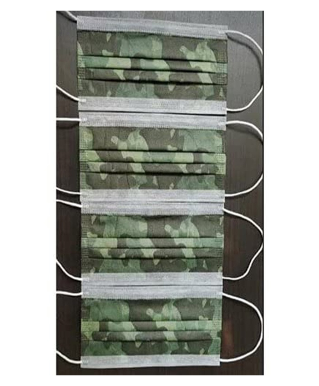Feel Fresh Brand of 3-Ply Disposable Face Masks individually single pcs packing in a box of 50pcs (ARMY PRINT CAMOUFLAGE BOX OF 50PCS)