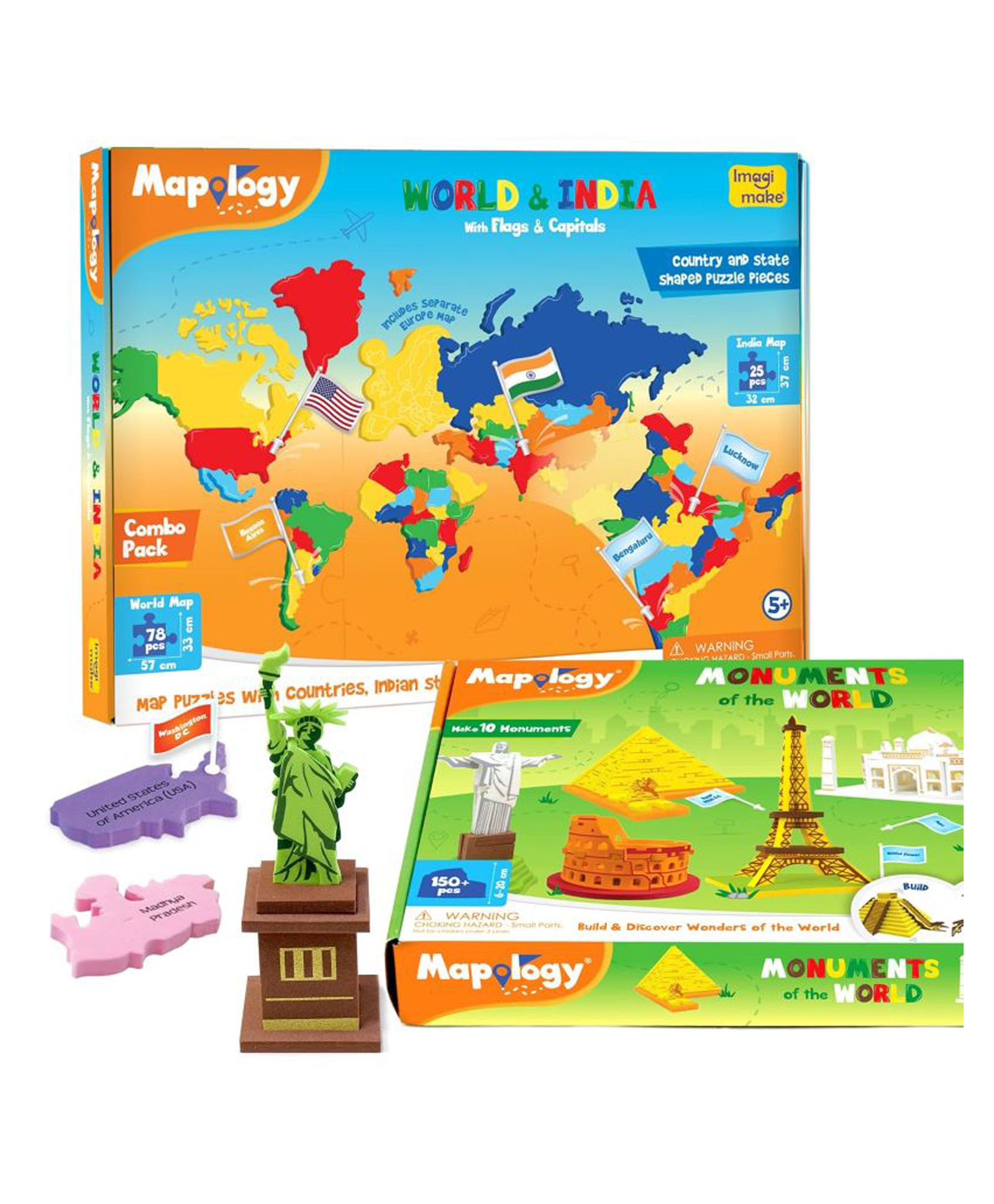 Imagimake Mapology - India & World Map with Monuments of the World - 100 + Pieces-picture-23