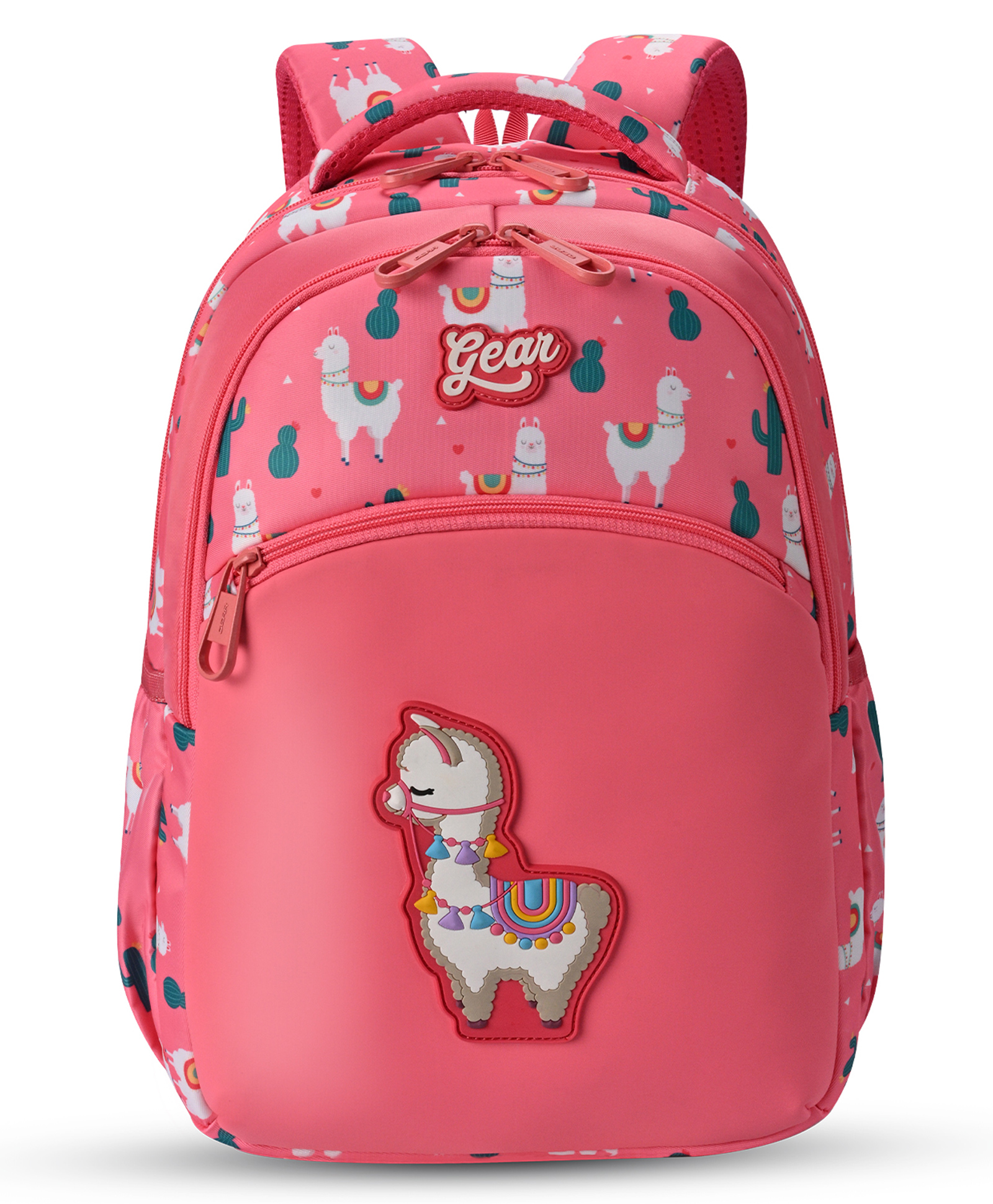 Gear Llama Backpack 15"/21L Small Water Resistant School Bag/Casual Backpack/Daypack/Travel Backpack/Kids Bag for Boys/Girls (Pink-Green)-picture-34