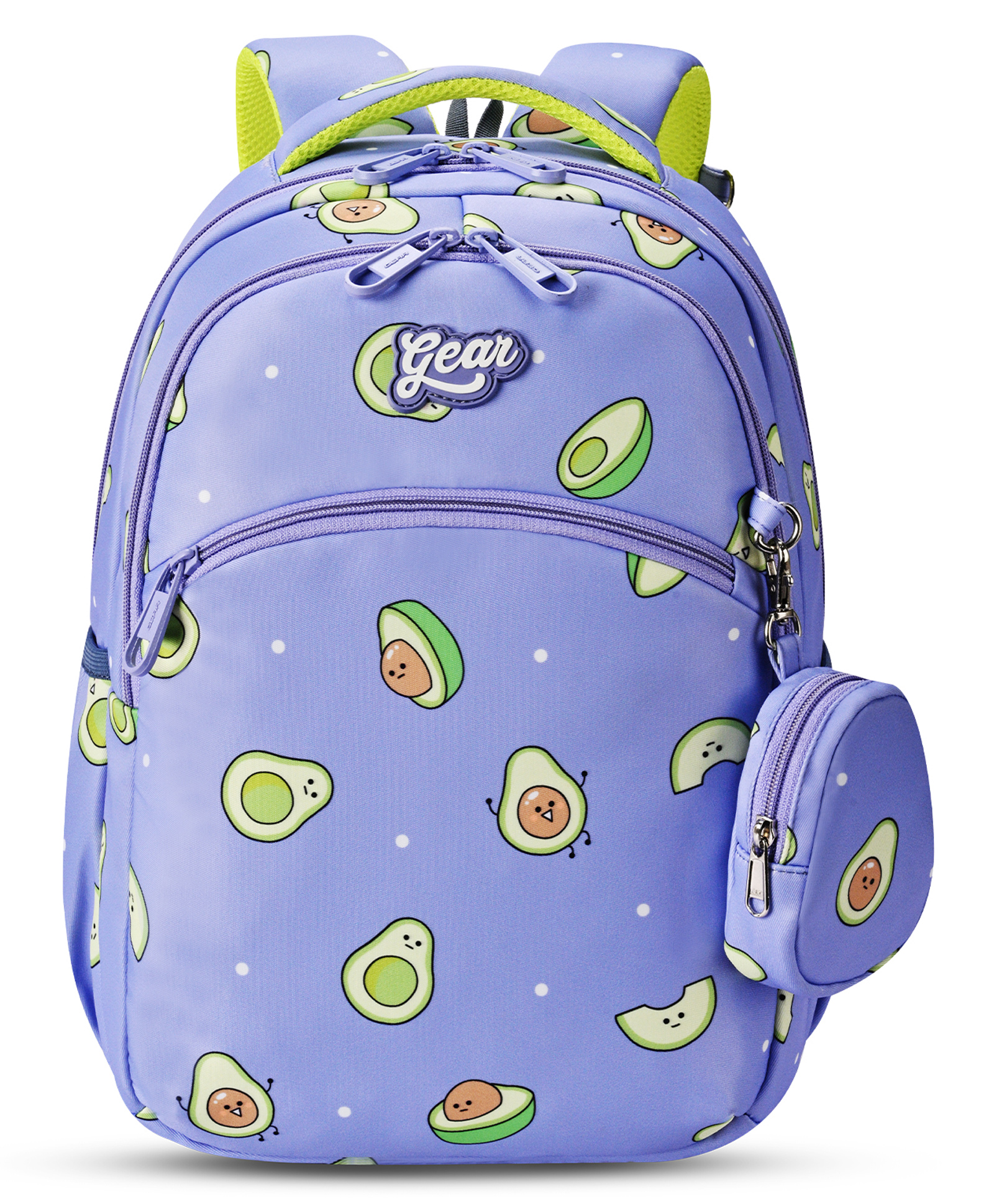 Gear Avacado Backpack 15"/21L Small Water Resistant School Bag/Casual Backpack/Daypack/Travel Backpack/Kids Bag for Boys/Girls (Purple-Green) -Height 15 Inches-image-20