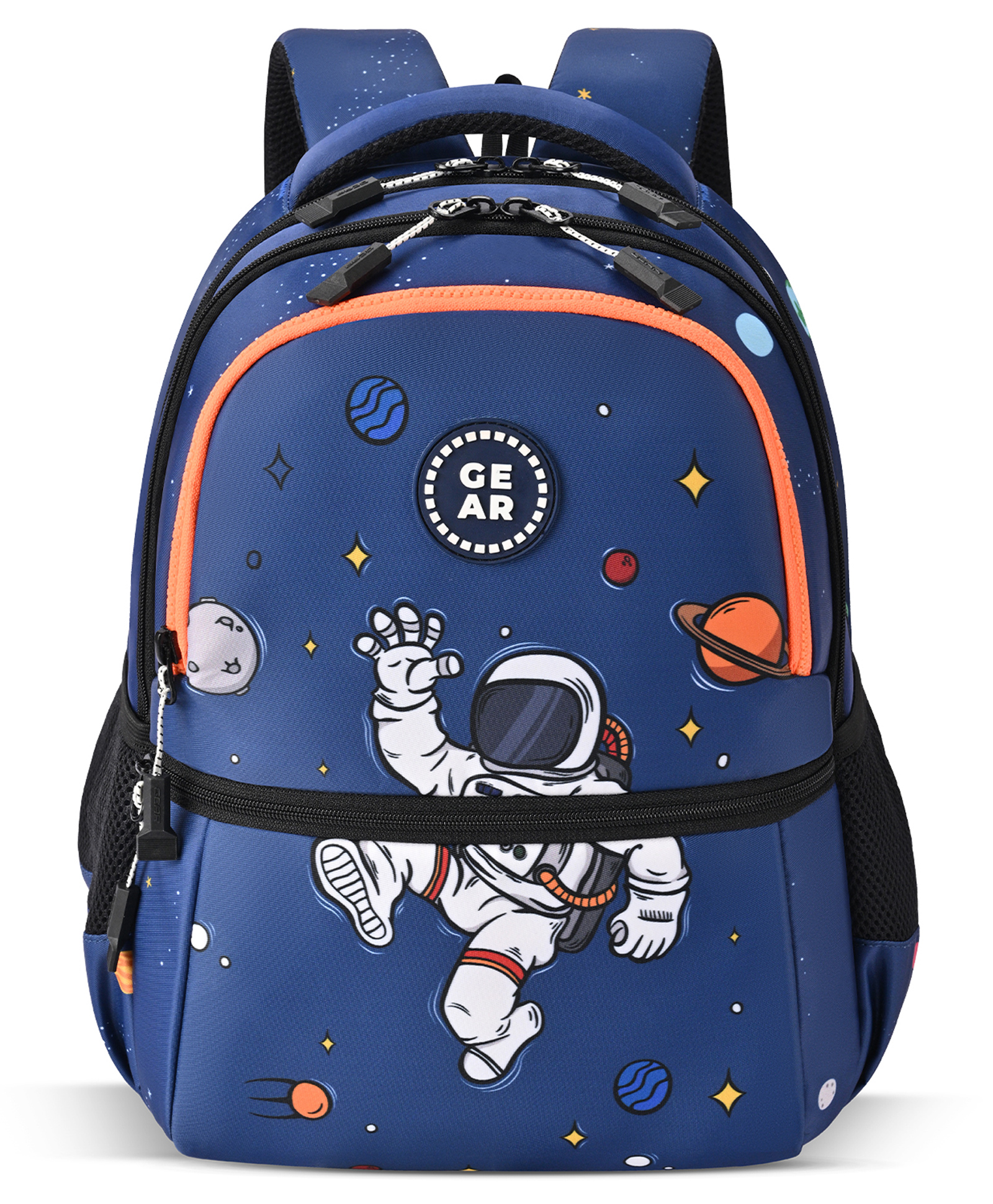 Gear Floating Astronaut Backpack 15"/20L Small Water Resistant School Bag/Casual Backpack/Daypack/Travel Backpack/Kids Bag for Boys/Girls (Navy-Orange)-image-31