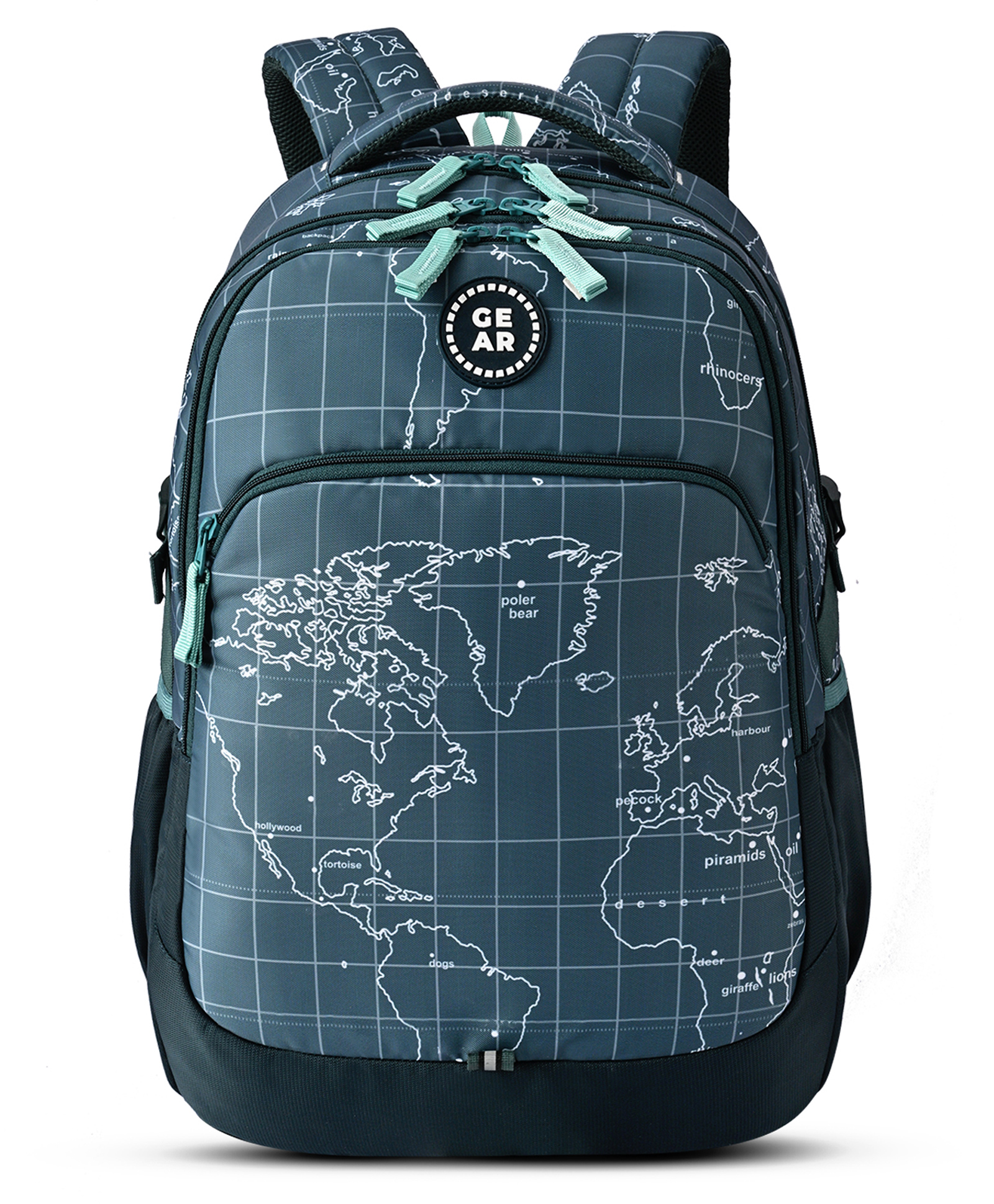 Gear Globe Trotter Backpack 19"/40L Large Water Resistant School/Casual Backpack For Kids, Boys/Girls (Green-Mint)-image-41