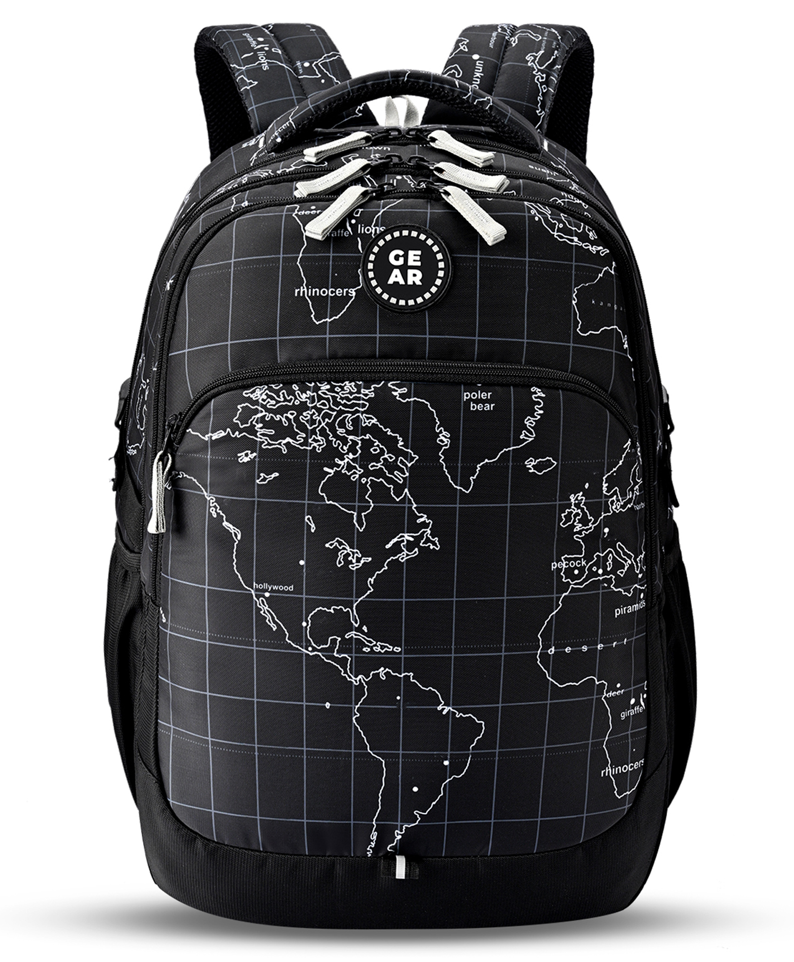 Gear Globe Trotter Backpack 19"/40L Large Water Resistant School/Casual Backpack For Kids, Boys/Girls (Black-Grey)-image-3